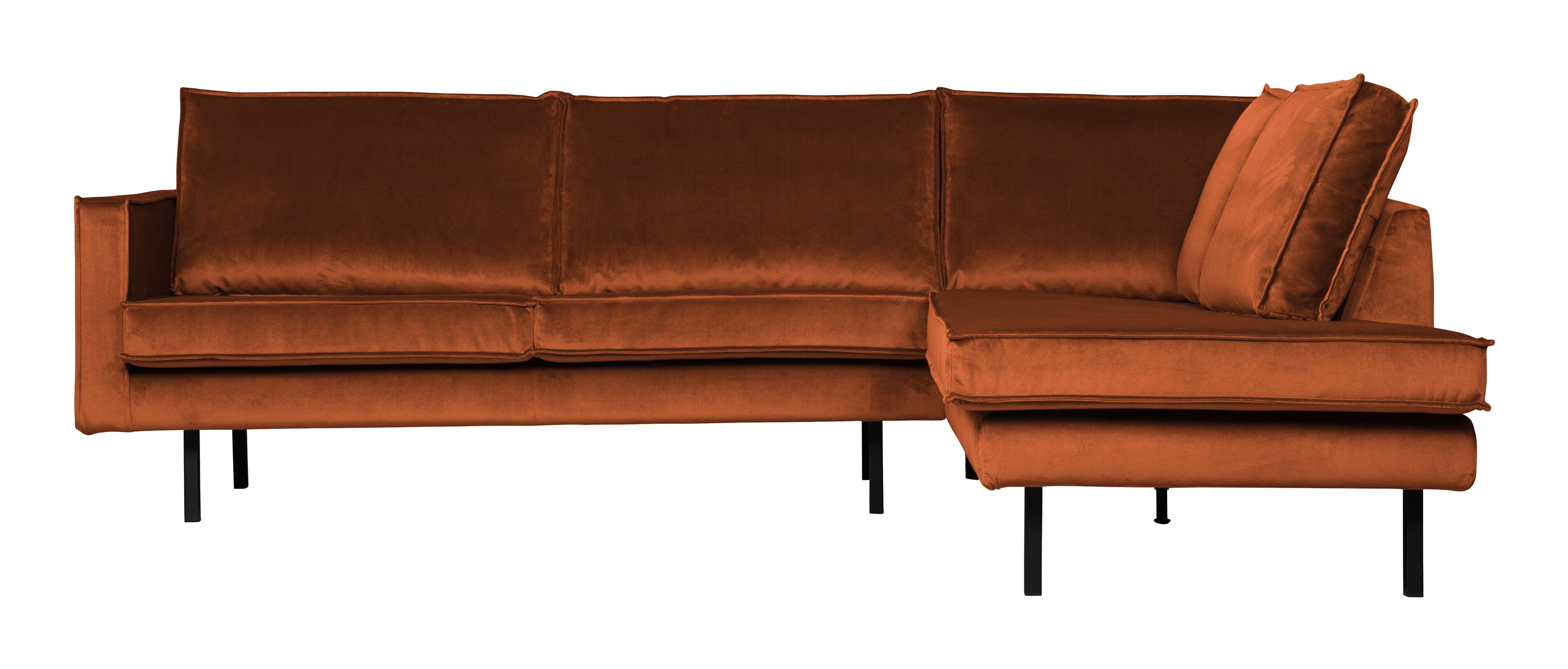 WOOOD Rodeo Hoekbank Rechts Velvet – Roestbruin, modern & luxe