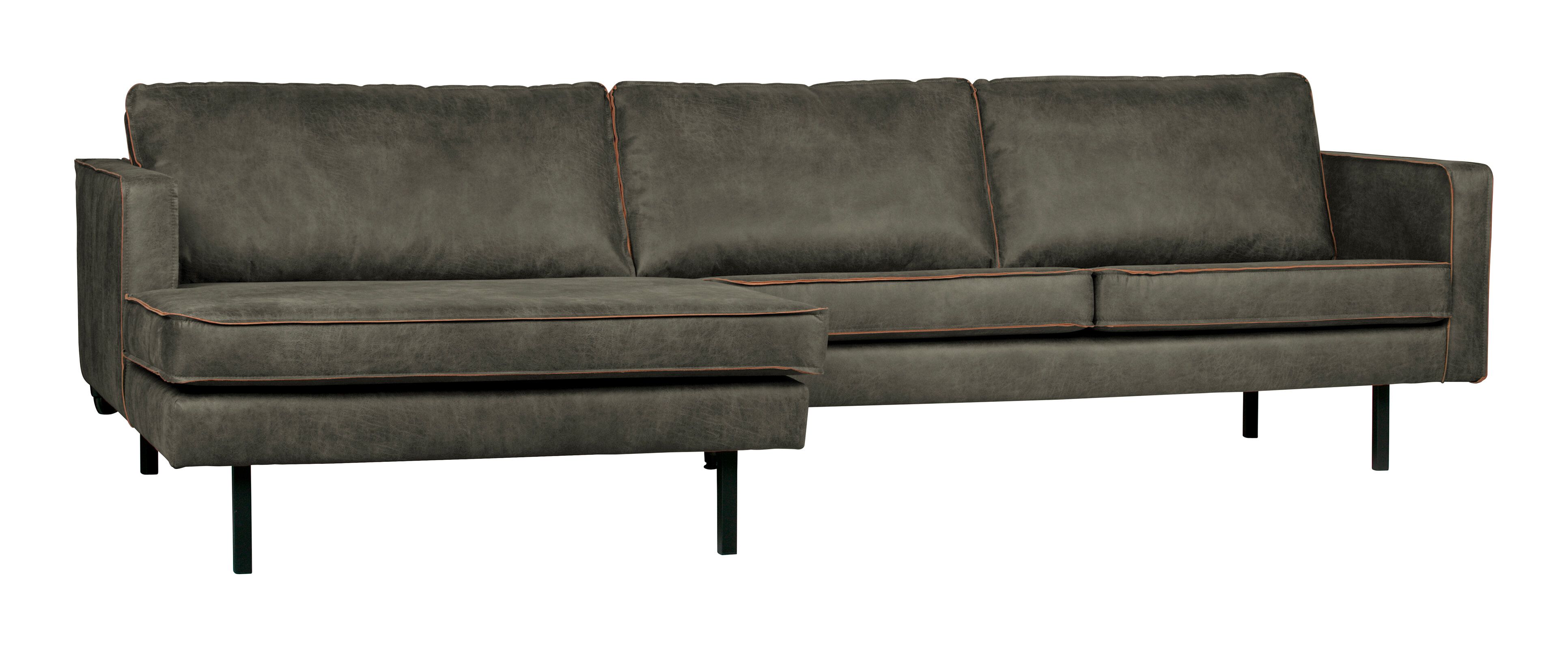 WOOOD Rodeo Loungebank Links – Eco Leder in Legergroen – Ruim en Stoer Comfort
