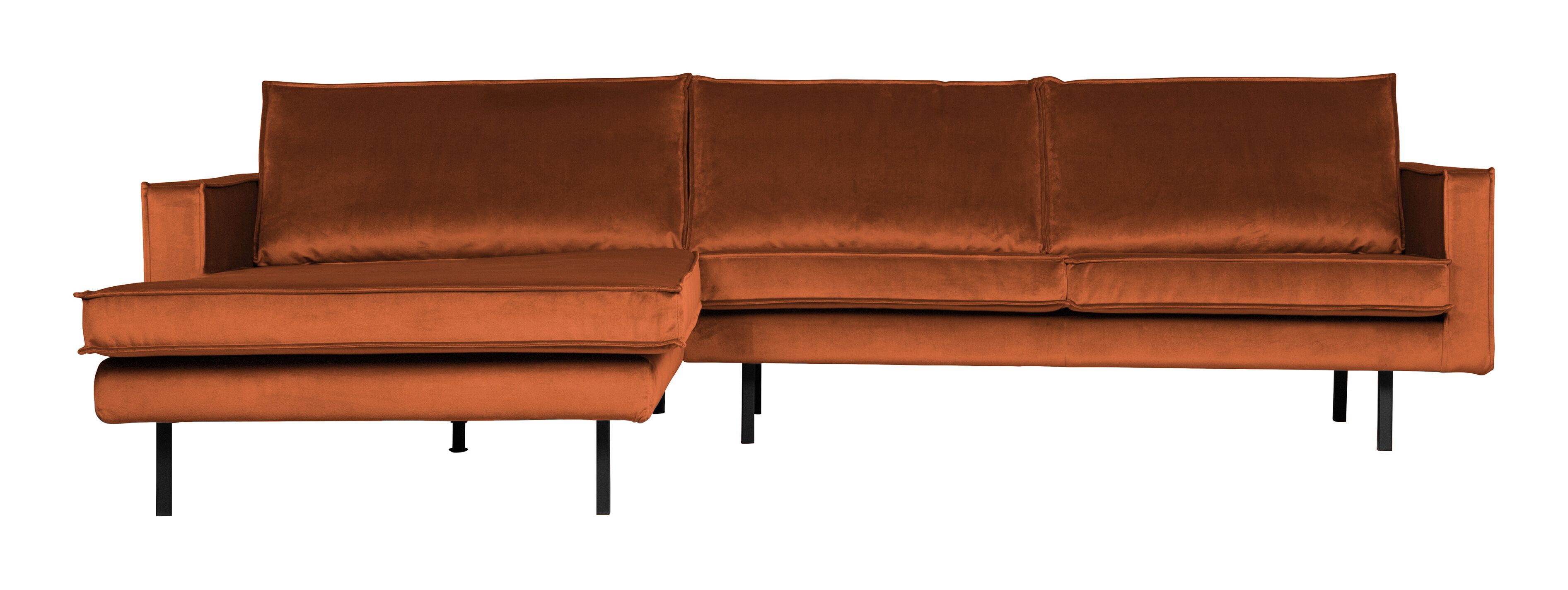 WOOOD Rodeo Loungebank – Luxe Velvet Chaise Longue in Roestbruin