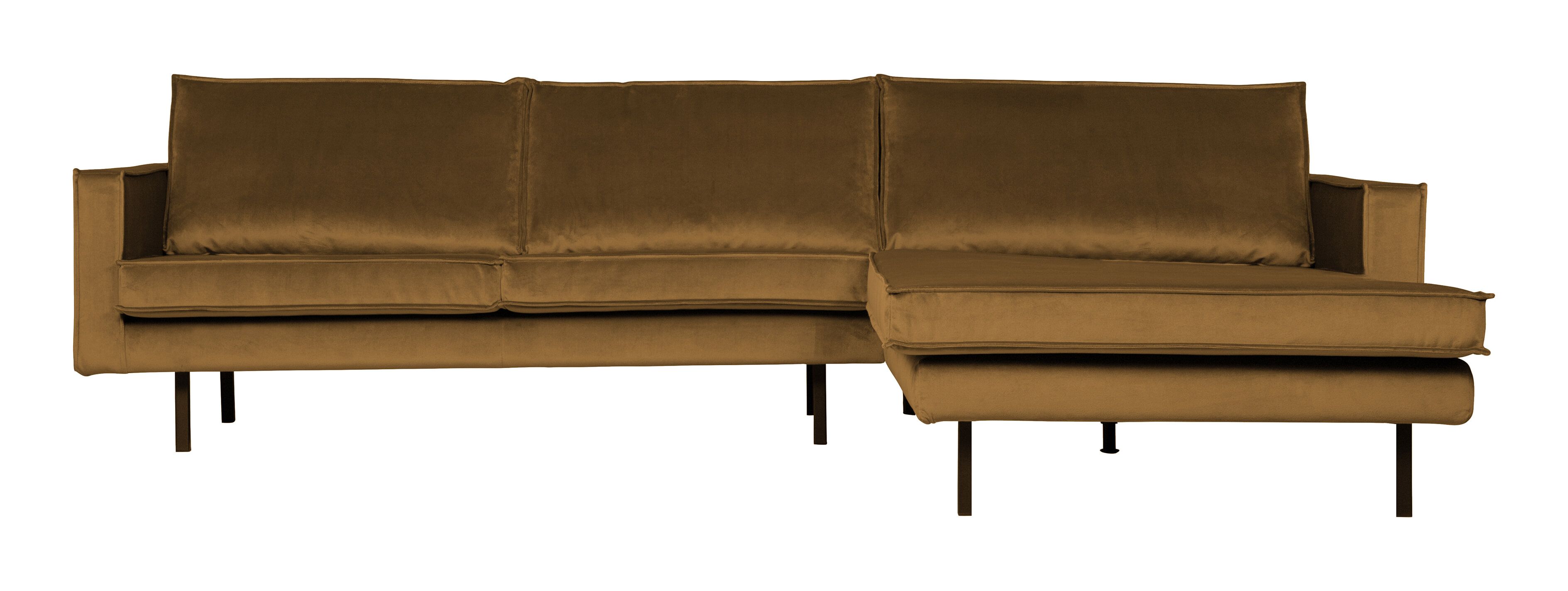WOOOD Rodeo Loungebank Rechts – Velvet Honing Geel – Luxe en Stoer Comfort