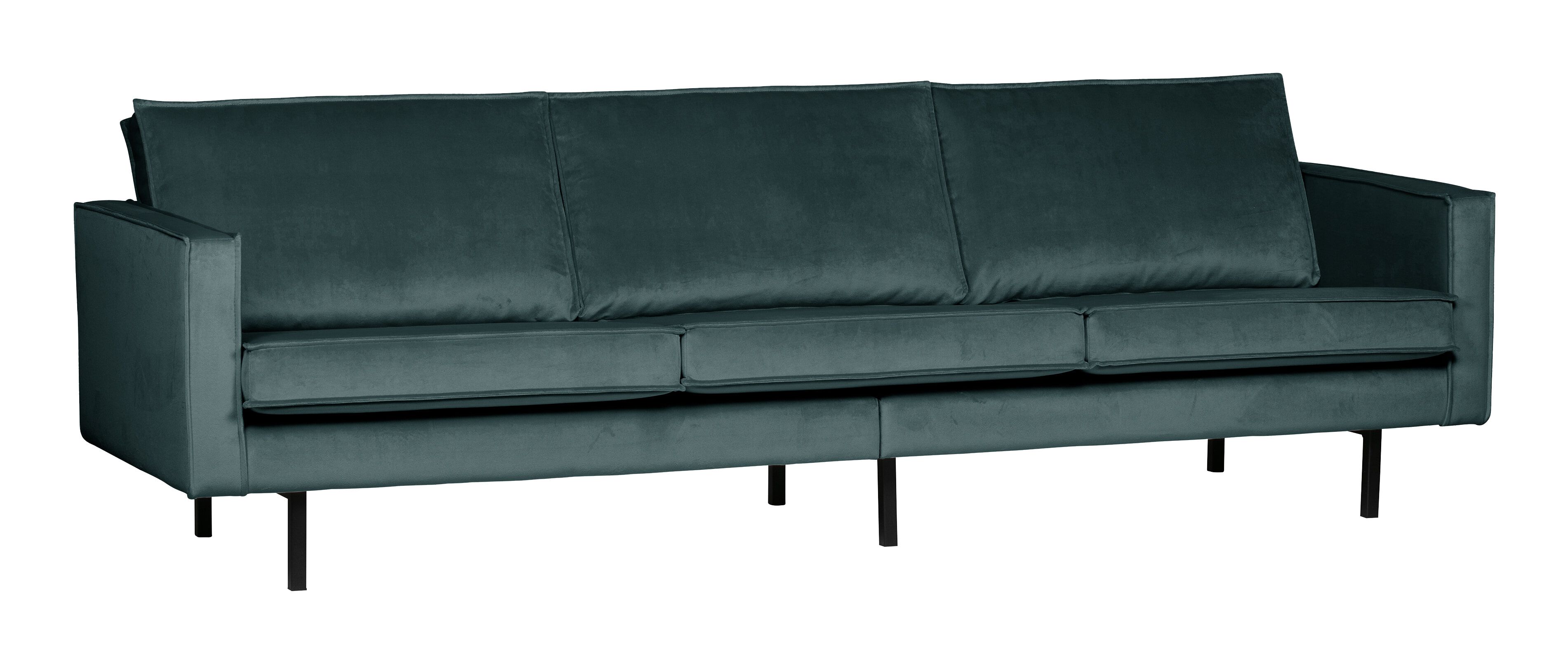WOOOD Rodeo Velvet 3‑zits bank – Blauwgroen, 277 cm modern retro comfort