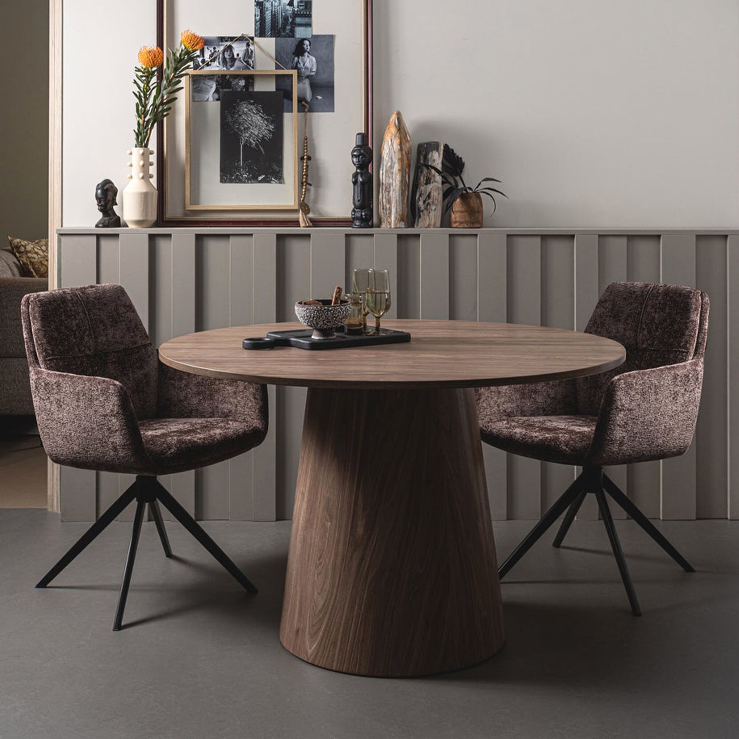 WOOOD Ronde Eettafel Maan 120 cm – Walnoot, Exclusive collectie