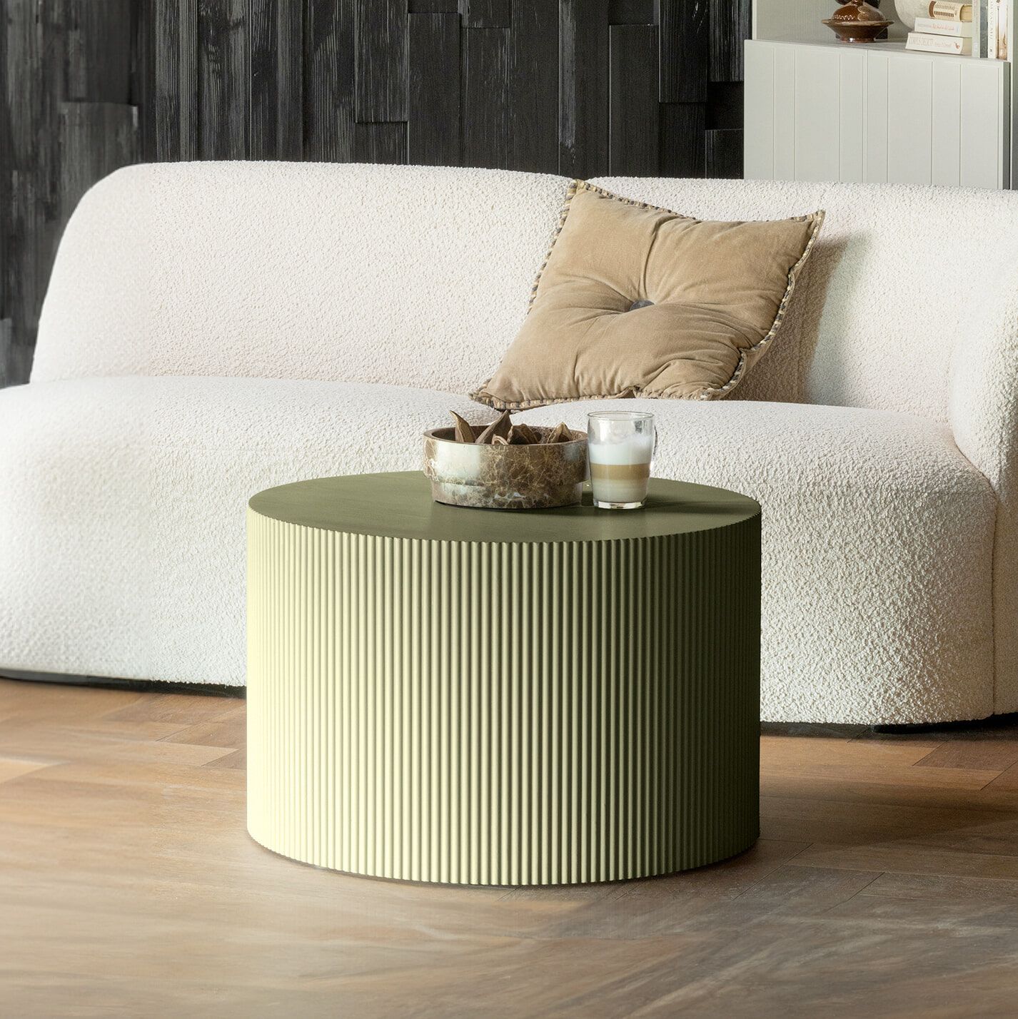 WOOOD Sanne ronde bijzettafel 60 cm – Military Green, stevig en stijlvol