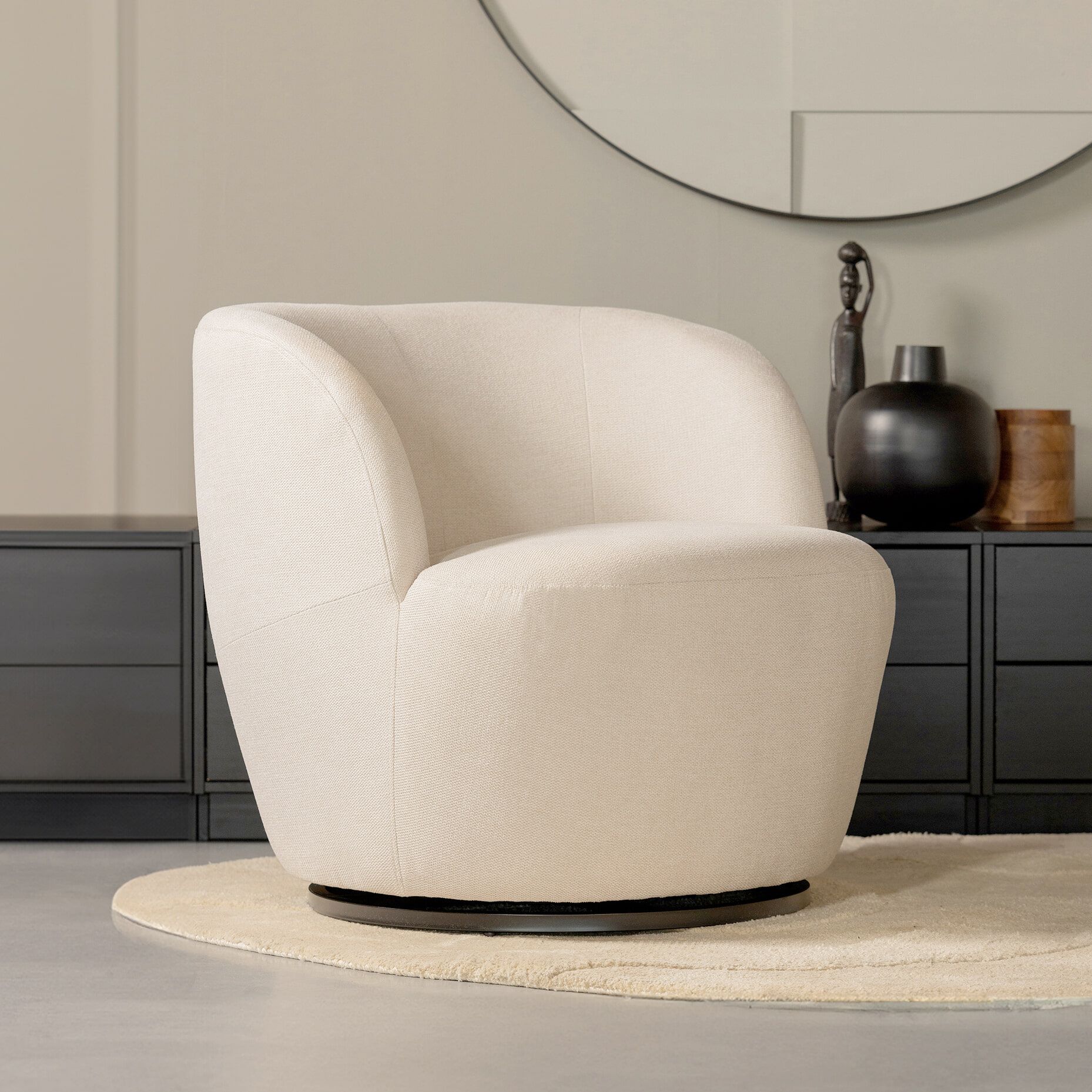 WOOOD Serra Draaifauteuil – Off White – Japandi, exclusief design