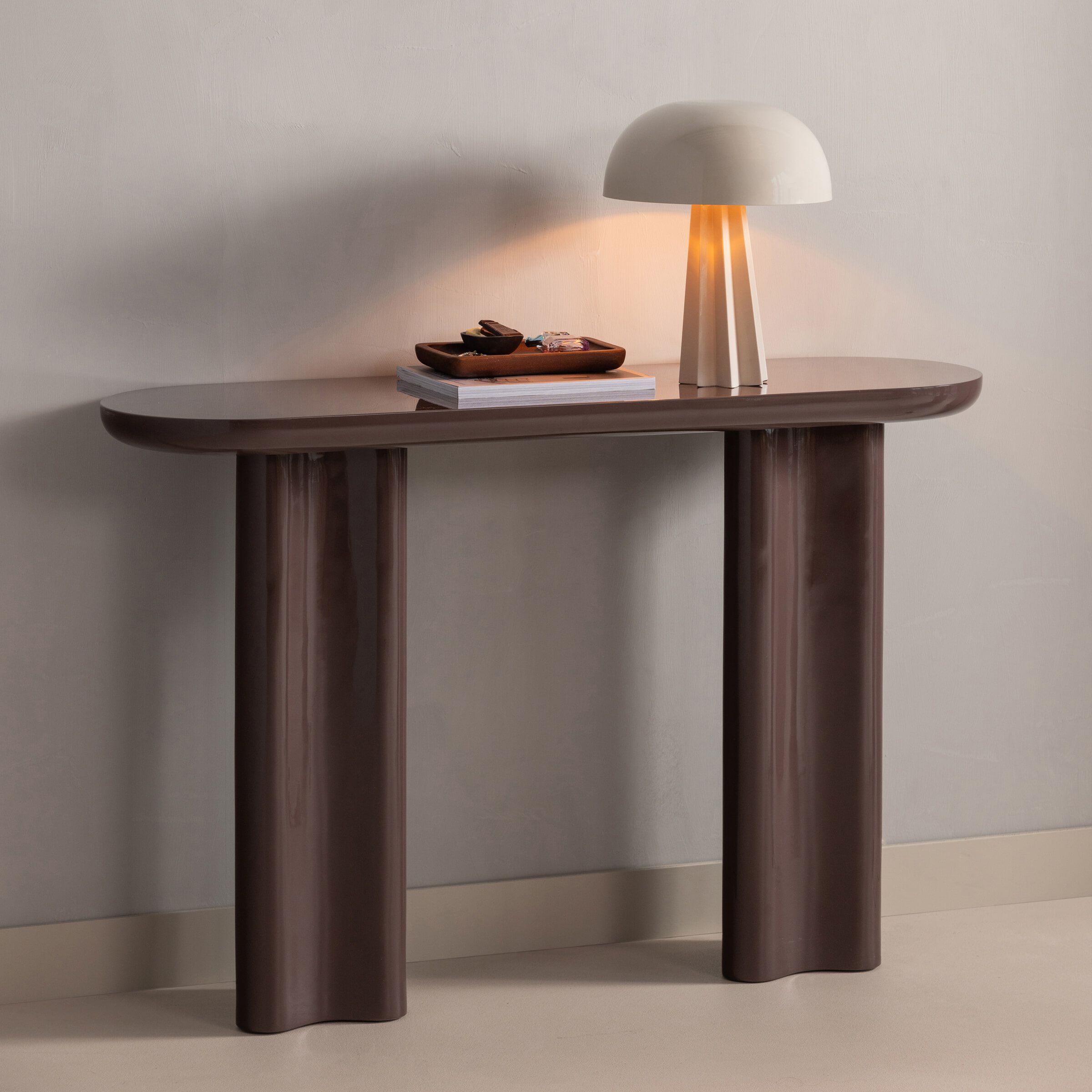 WOOOD Sidetable Evara 120 cm – Donkerbruin, compact en elegant