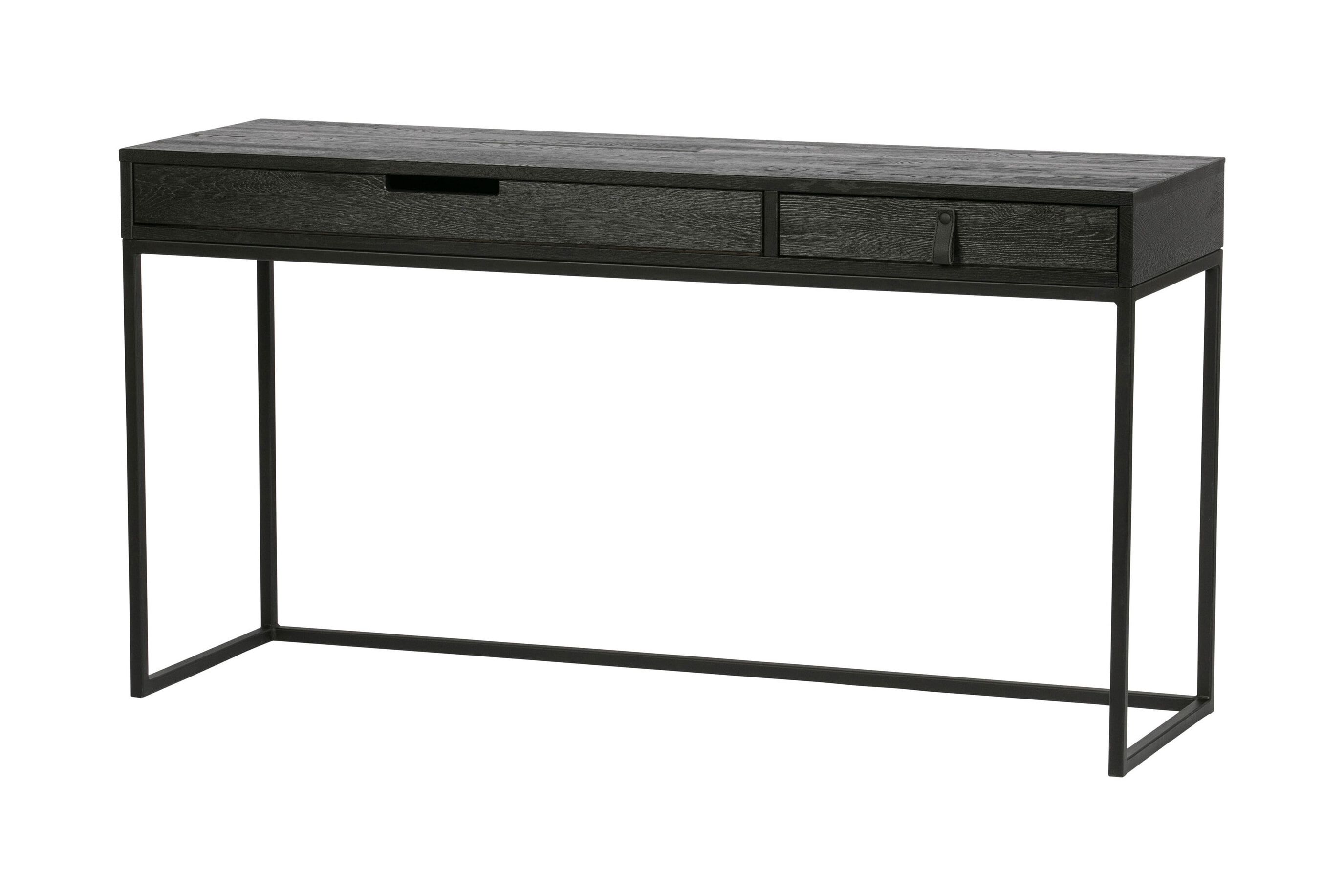 WOOOD Silas Bureau 140 × 44 cm – Modern zwart design met massief essenhout