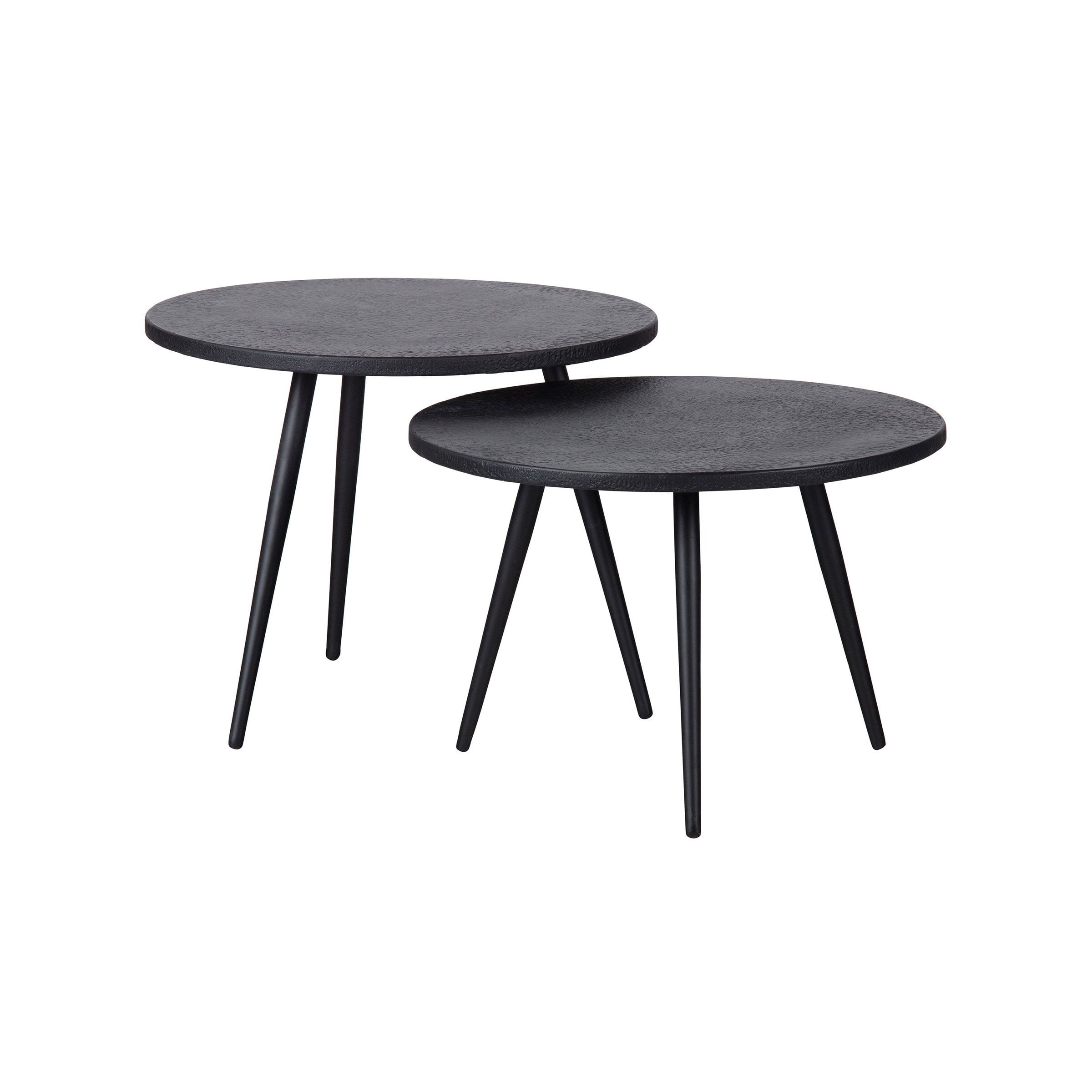 WOOOD Suze Bijzettafels Set van 2 – Zwart, Rond en Slank Design