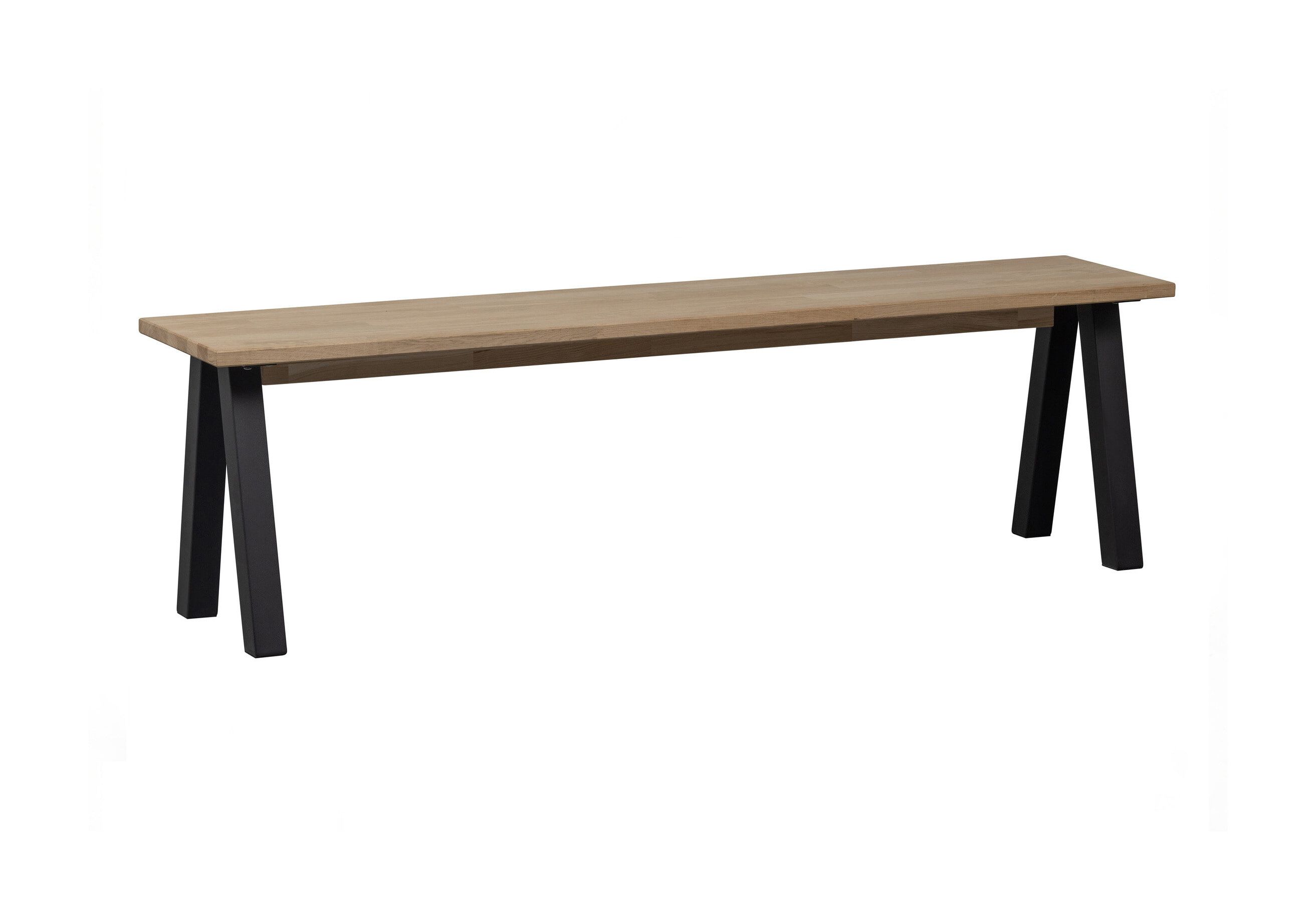 WOOOD Tablo Eetkamerbank 160 cm – Onbehandeld eikenhout met metalen onderstel