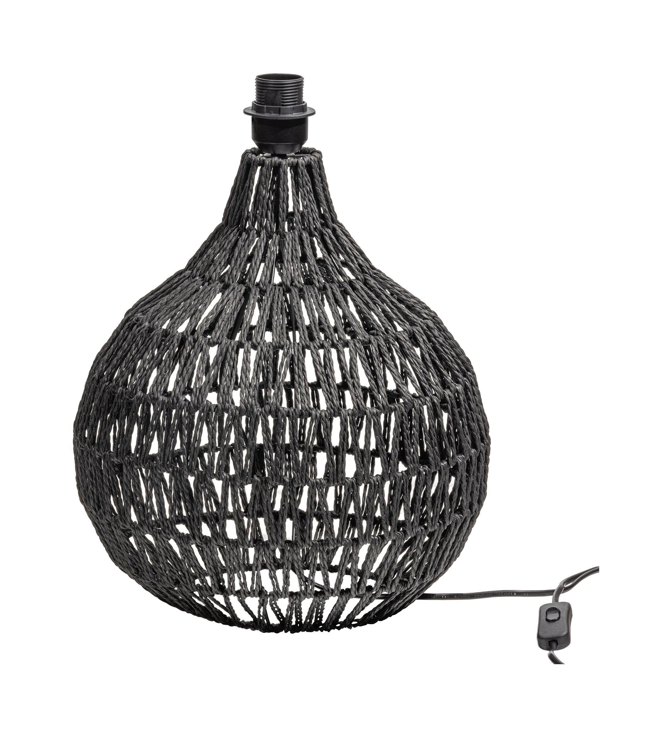 WOOOD Tafellamp Macy Rattan – Strakke Zwarte Lampvoet voor een Moderne Sfeer