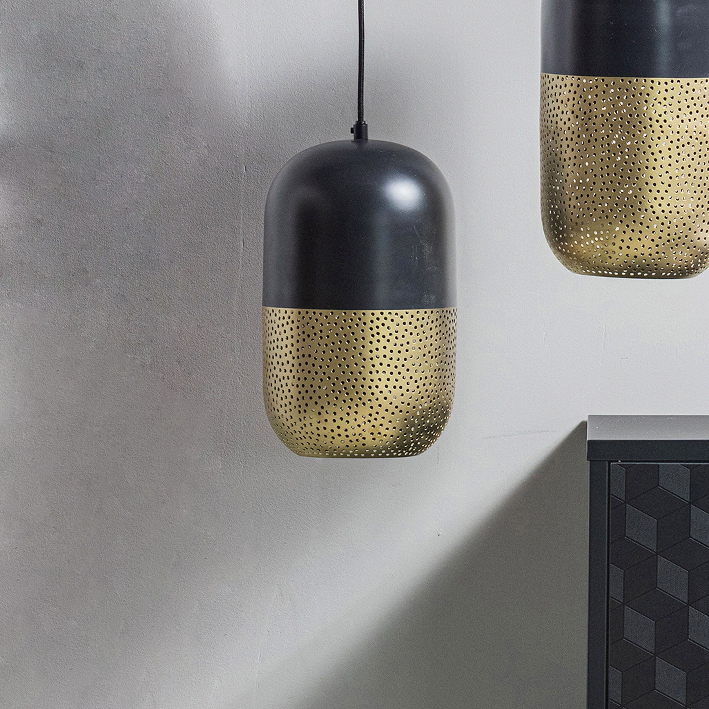 WOOOD Tirsa Hanglamp – Matzwart met Gouden Accenten, 36 cm