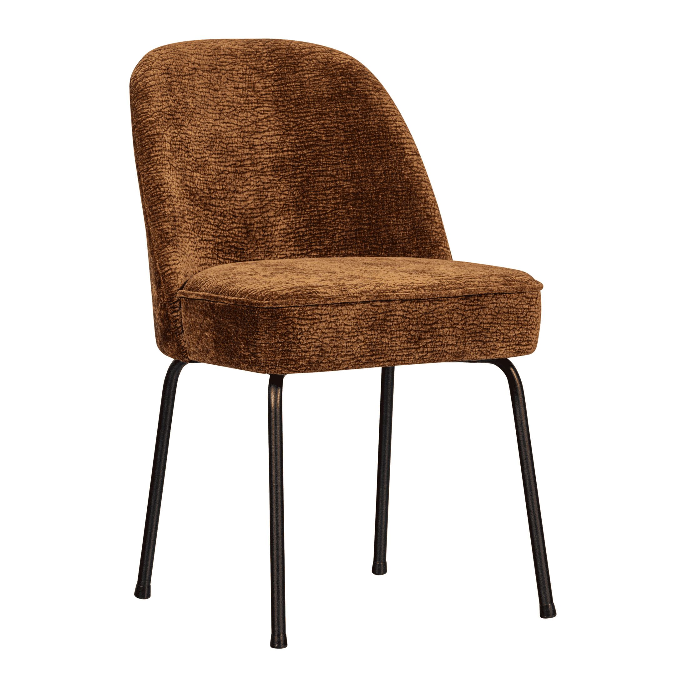 WOOOD Vogue Chenille eetkamerstoel – stijlvol comfort in middenbruin