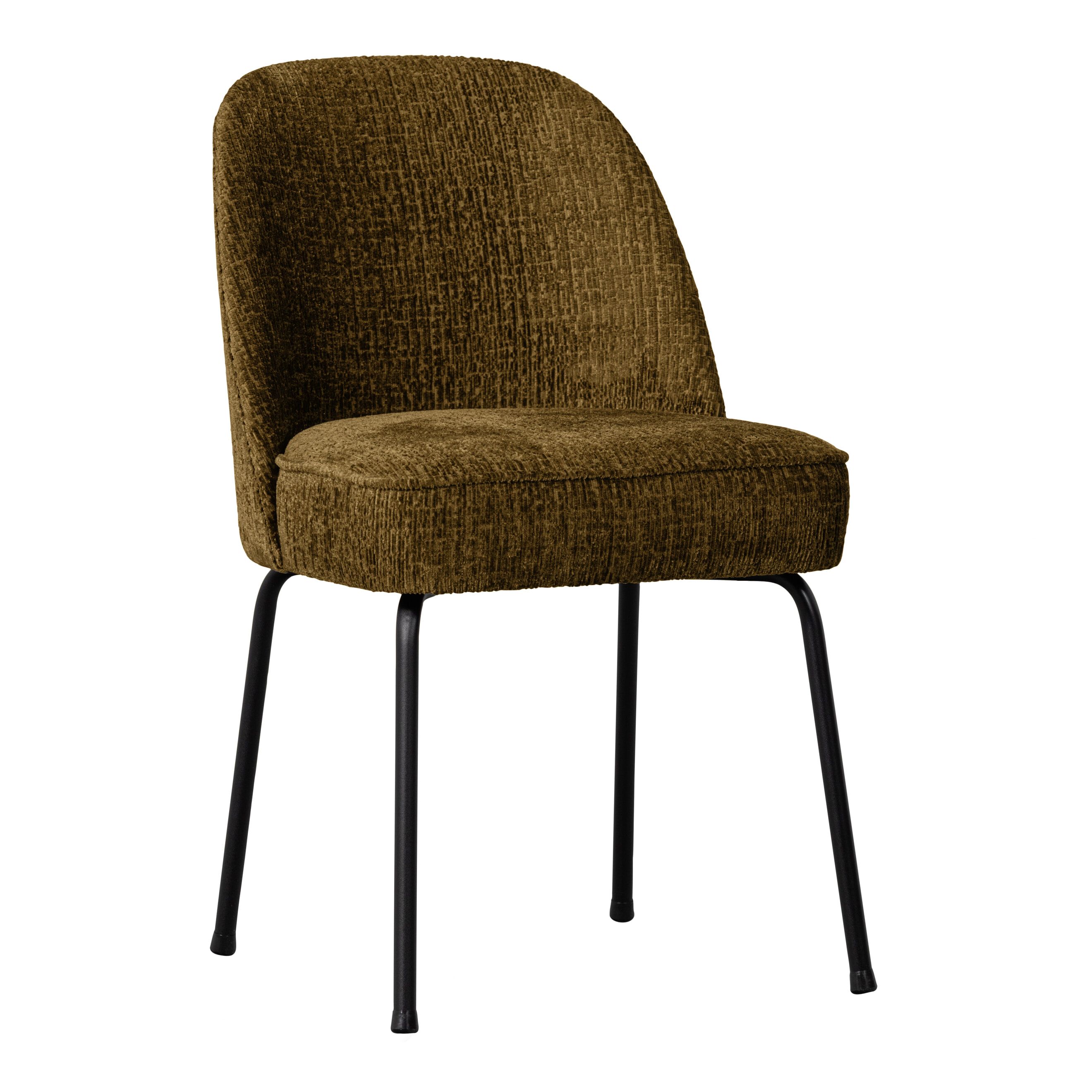 WOOOD Vogue Structure Velvet eetkamerstoel – Luxe met een subtiele brass tint
