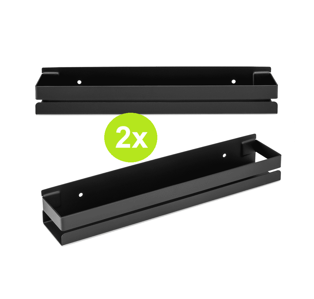XIVADA Doucherek – Dubbel, matzwart, roestvrij RVS – 31 cm (2 stuks)