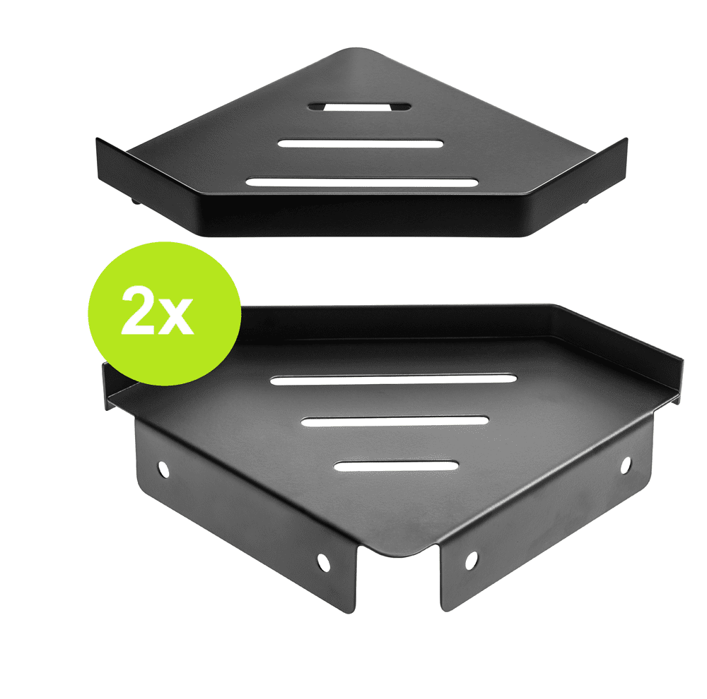 XIVADA Doucherek Hoek – modern zwart RVS, set van 2
