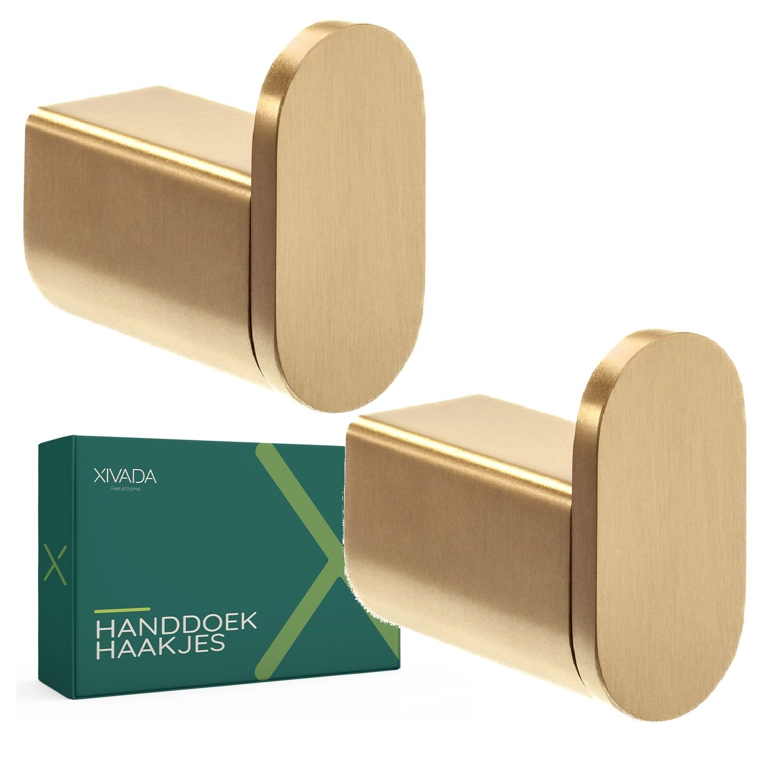 XIVADA Handdoekhaakje Dona – Luxe Gouden Set van 2 met Schroefset