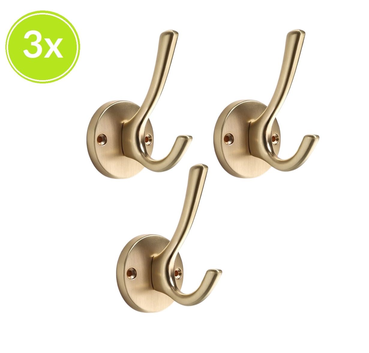 XIVADA Kapstokhaak Zena – Luxe gouden set van 3, 20 kg per haak