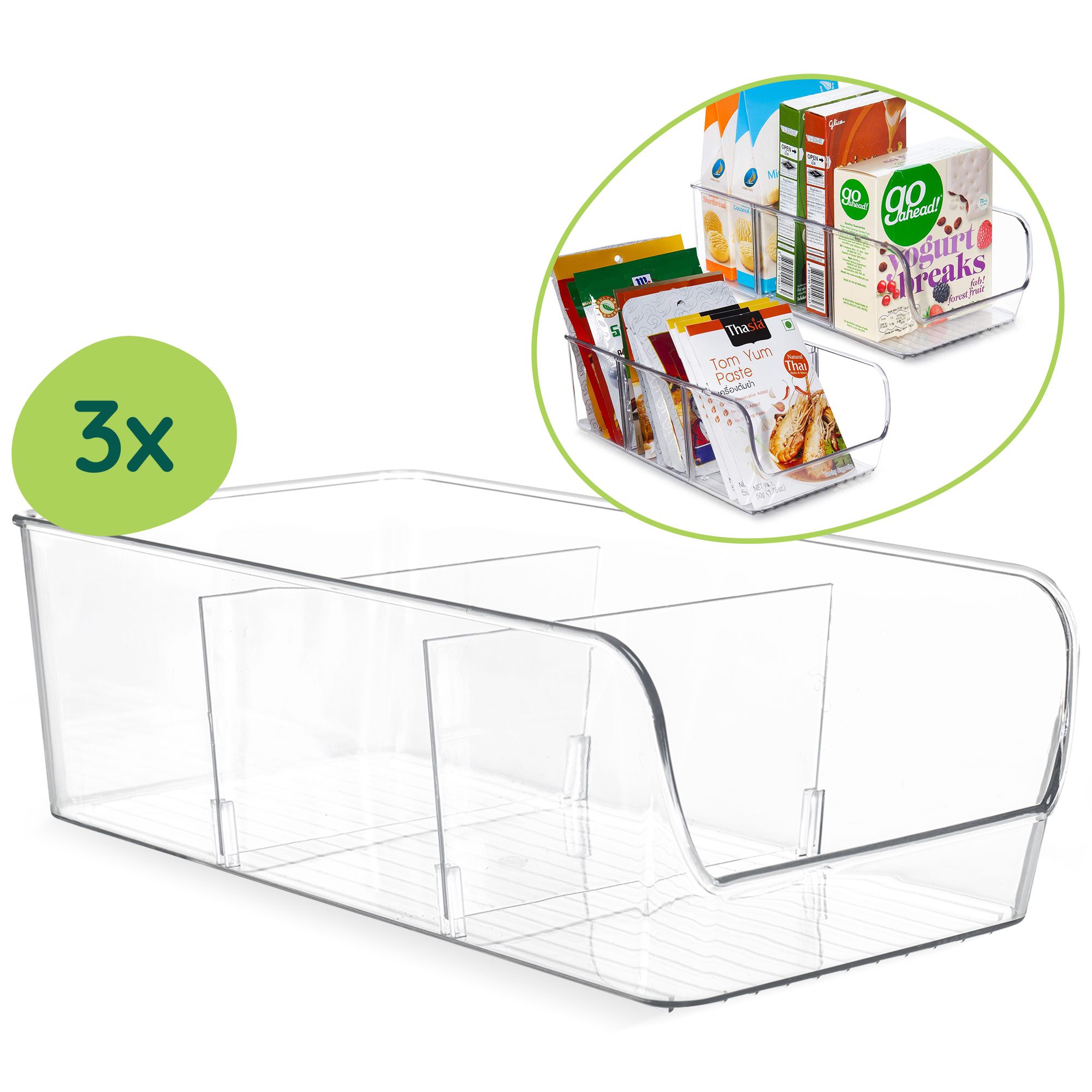 XIVADA Keukenkast Organizer Rona – Transparante Set van 3 met Dividers