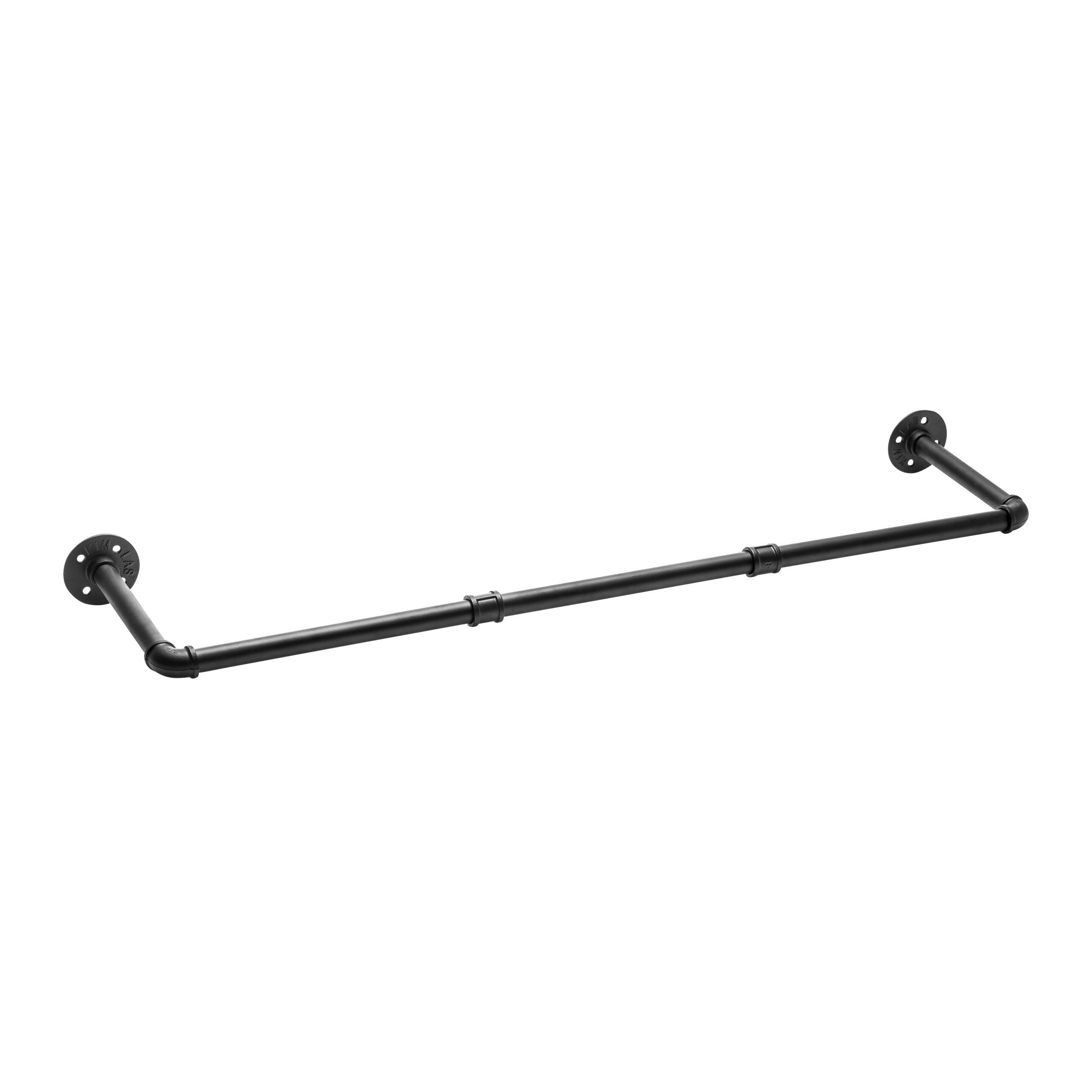 XIVADA Kledingrek Zora – Industrieel Kledingrek voor de Muur, 110 cm, Zwart