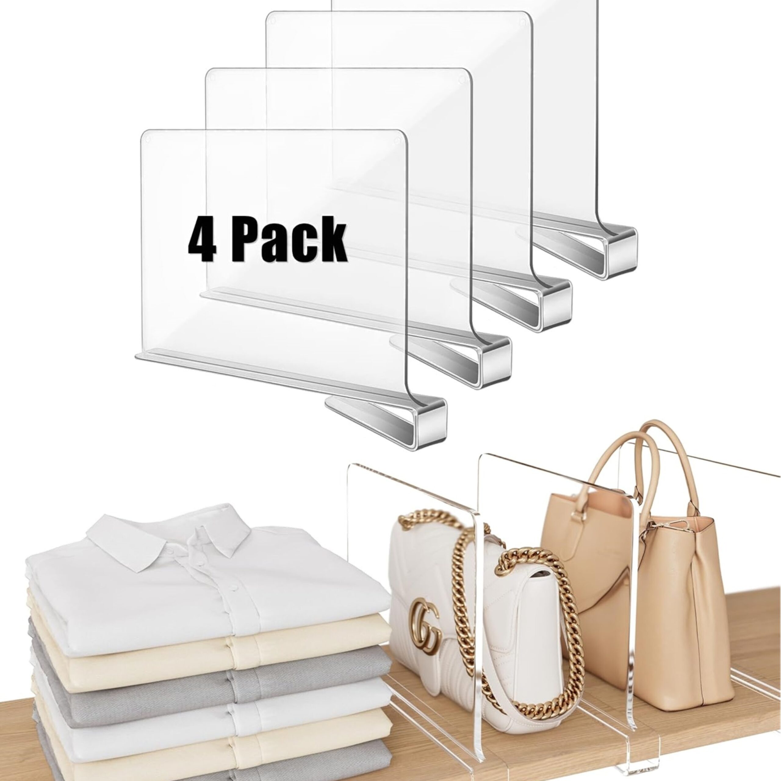 XIVADA Transparent Acryl Kastverdeler – Set van 4