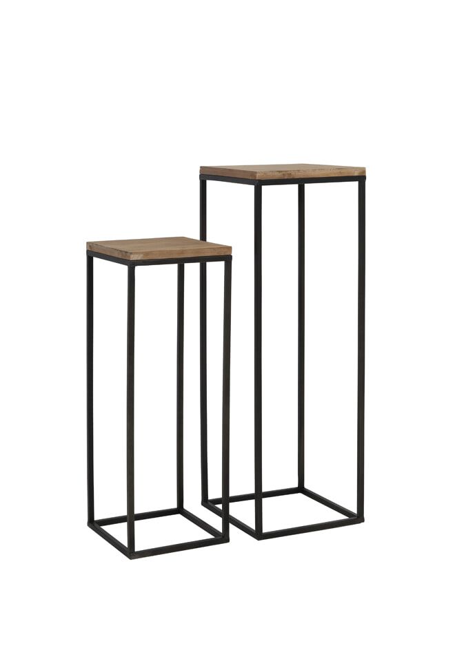 Yarula Zuilen van Light & Living – Stijlvolle zwart‑houten bijzettafels in een set van 2