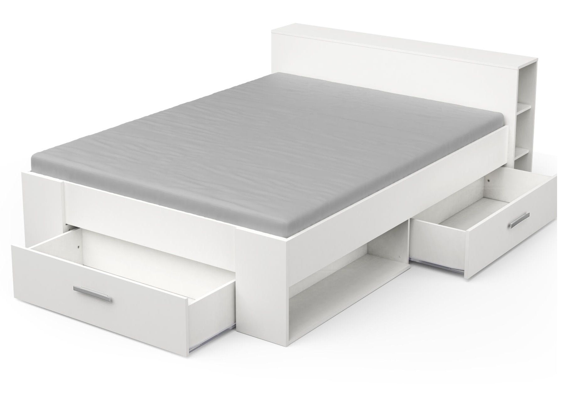 Young Furniture Pocket tweepersoonsbed 160×200 cm – stijlvol opbergen in wit