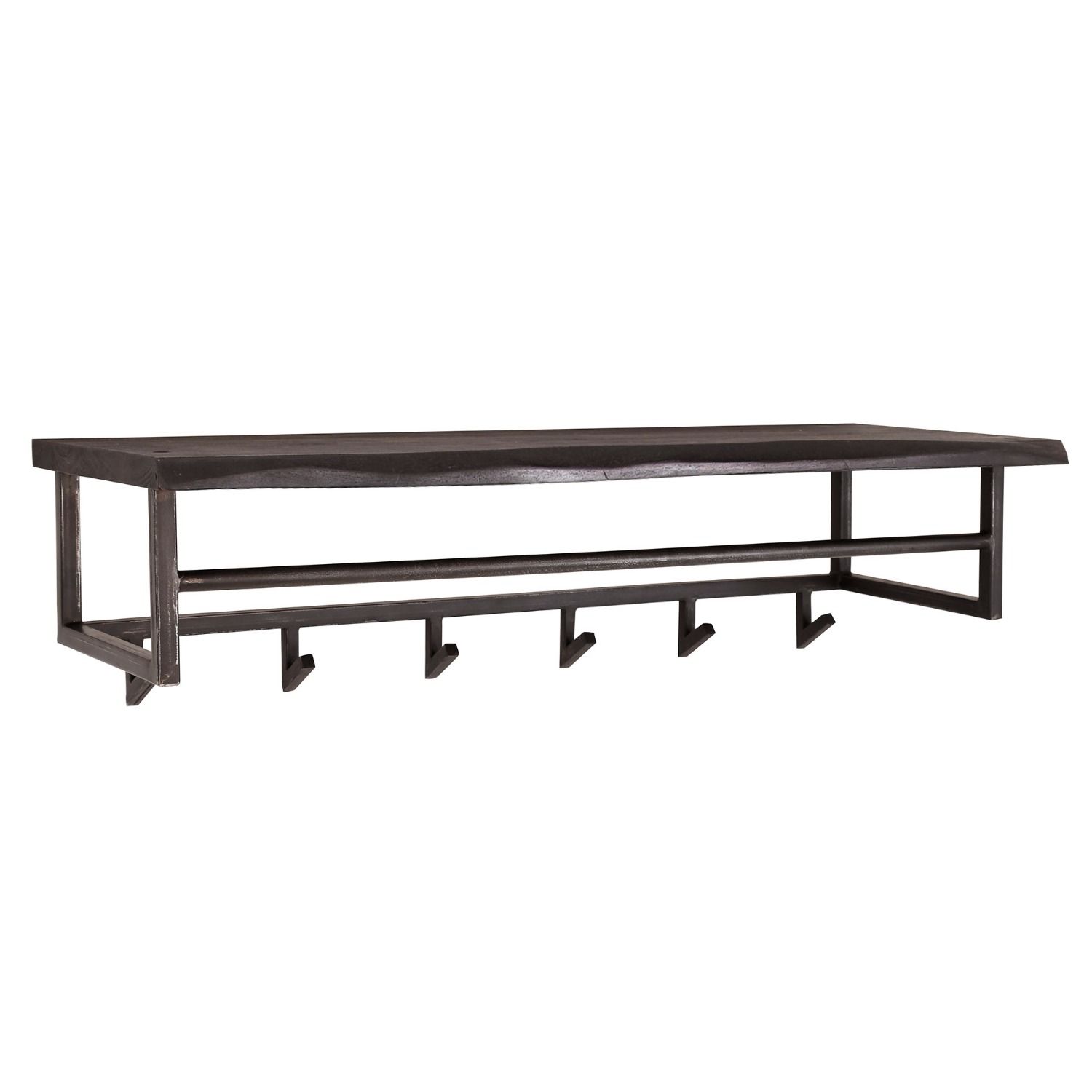 Yucon kapstok – 6 haken, massief acaciahout met zwarte afwerking