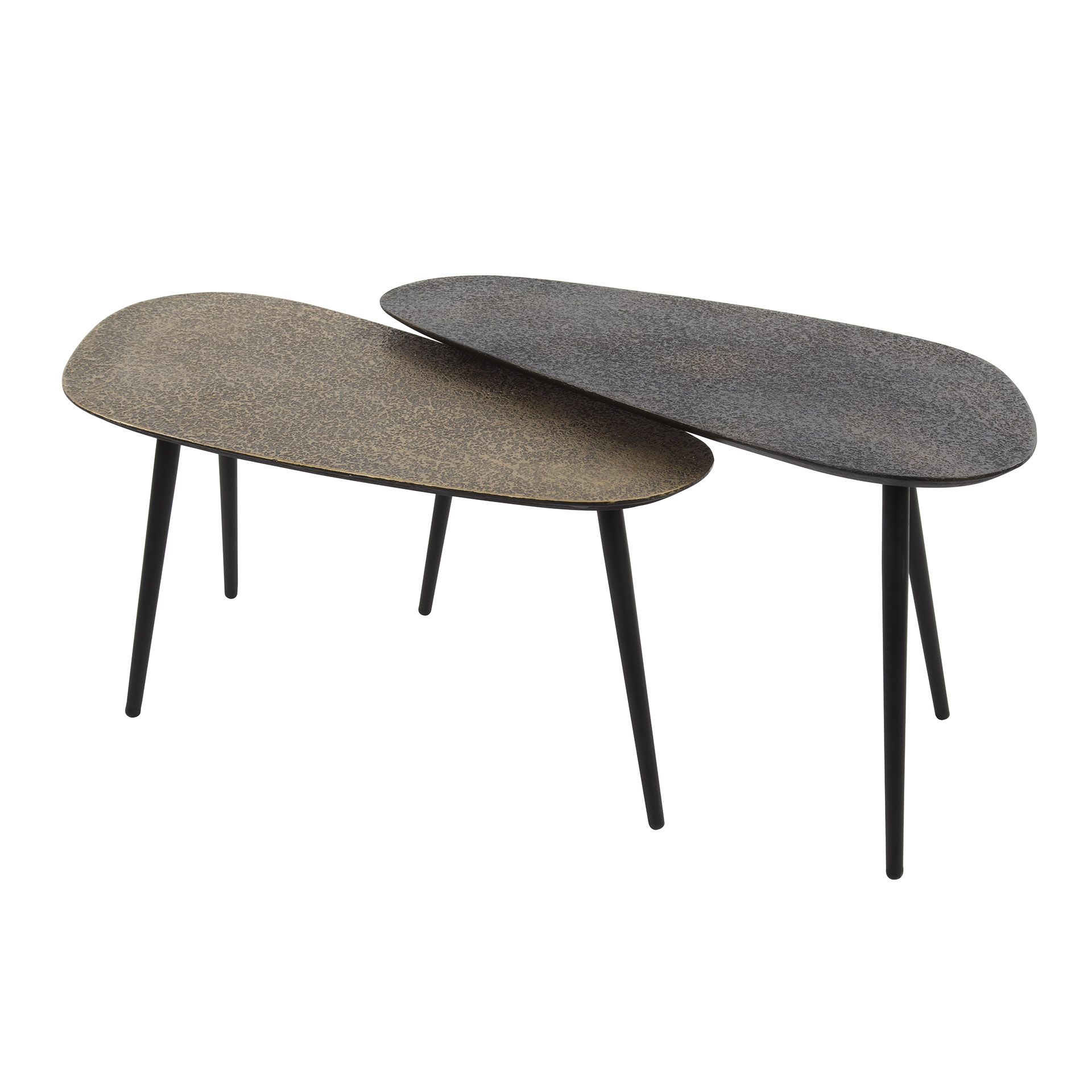 Zaloni Niervormige Salontafel Set in Metallic Goud & Zwart – Moderne Eye‑Catcher voor jouw Woonkamer