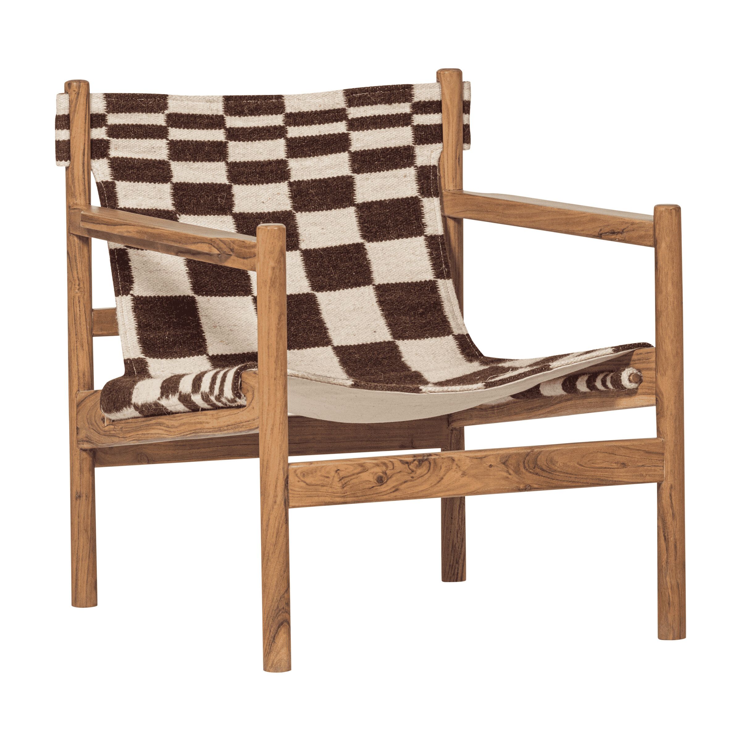 Zano Fauteuil van WOOOD – Handgeweven Kelim zitting op natuurlijk acaciahout