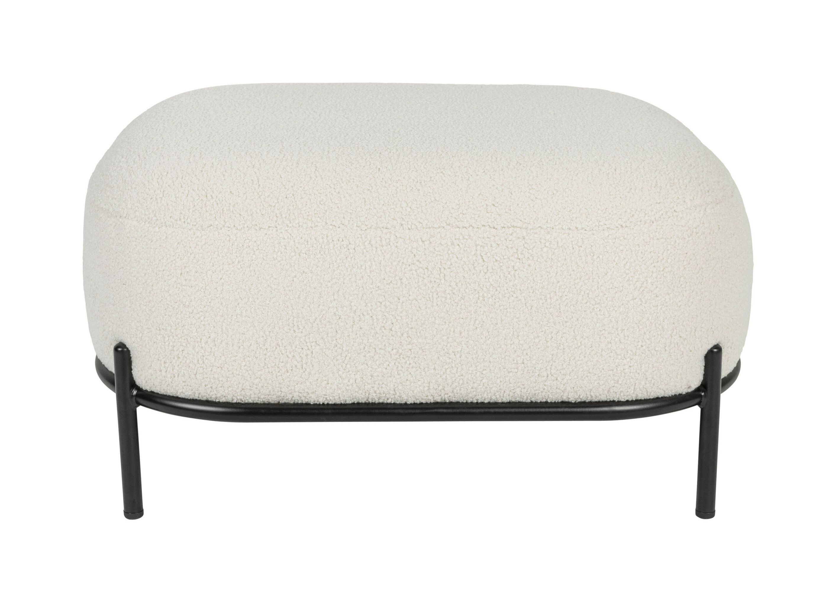 ZILT Brandan Teddy Hocker – Luxe poef in zacht ivory