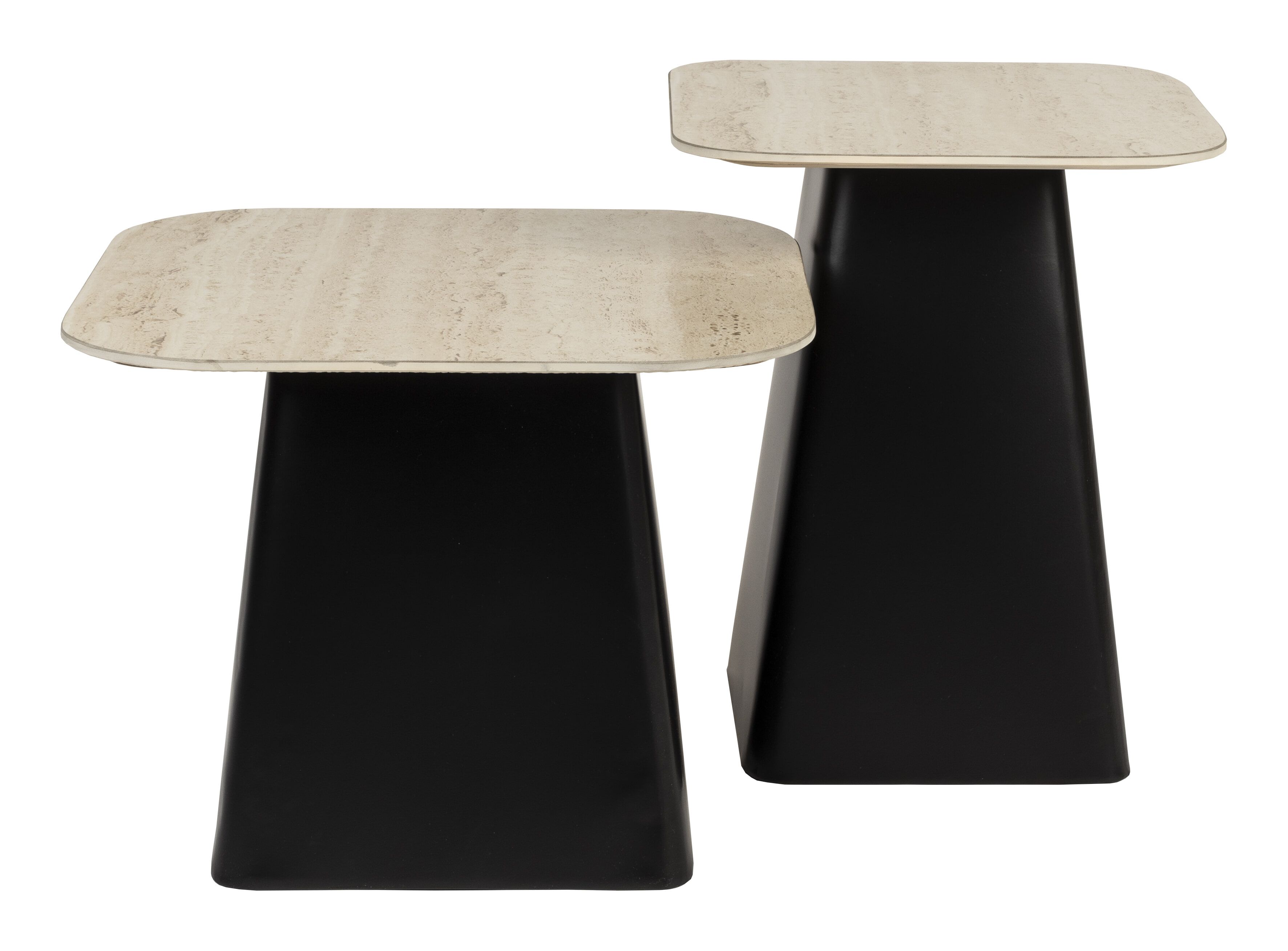 ZILT Capricia keramische bijzettafel set – zwart, vierkant, 2 stuks