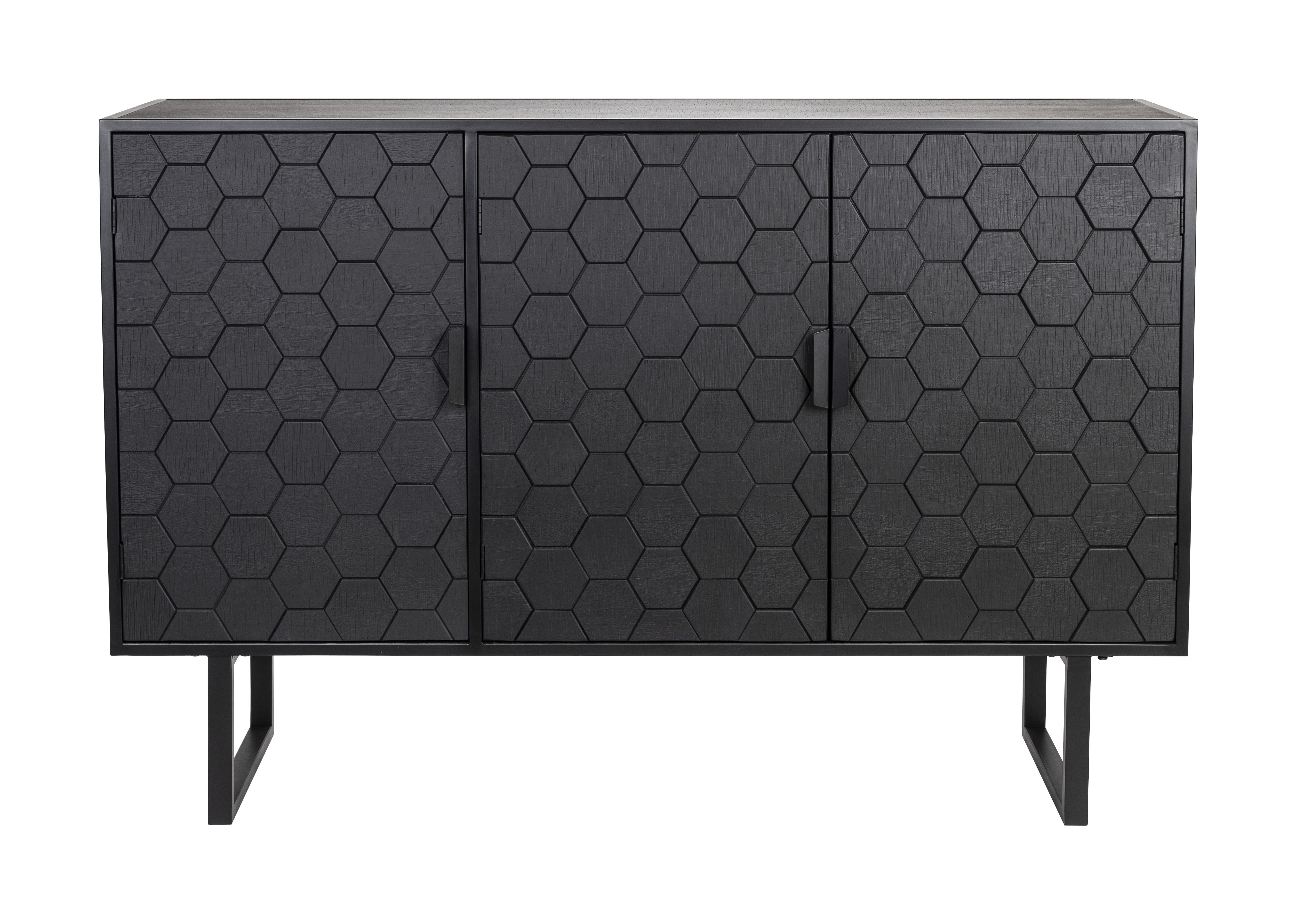 ZILT Derrius Dressoir in Zwart Dennenhout – Stijlvolle Opbergruimte van 135 cm