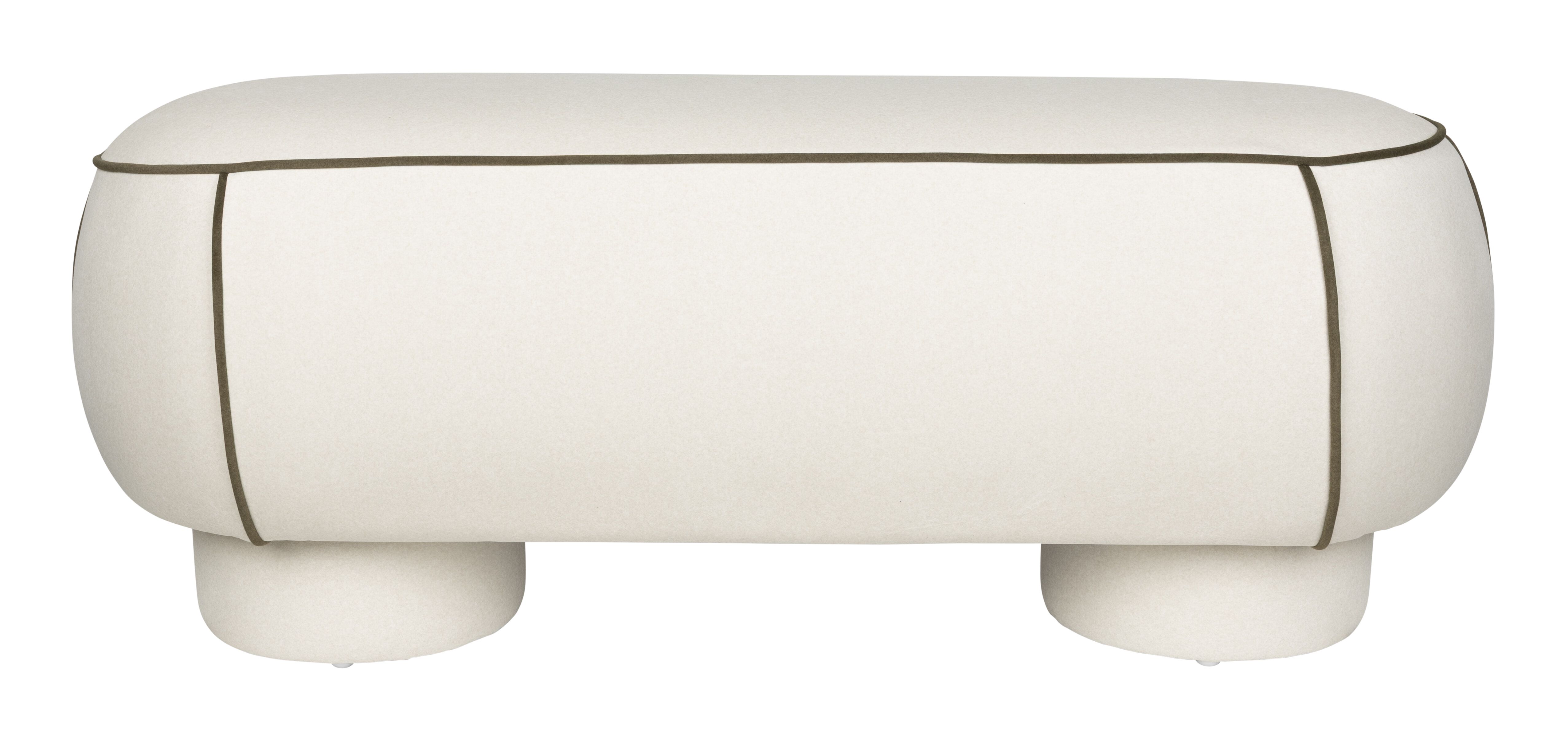 ZILT Jannetta hocker – ruime, witte poef met comfortabel zitvlak (121 × 44 cm)
