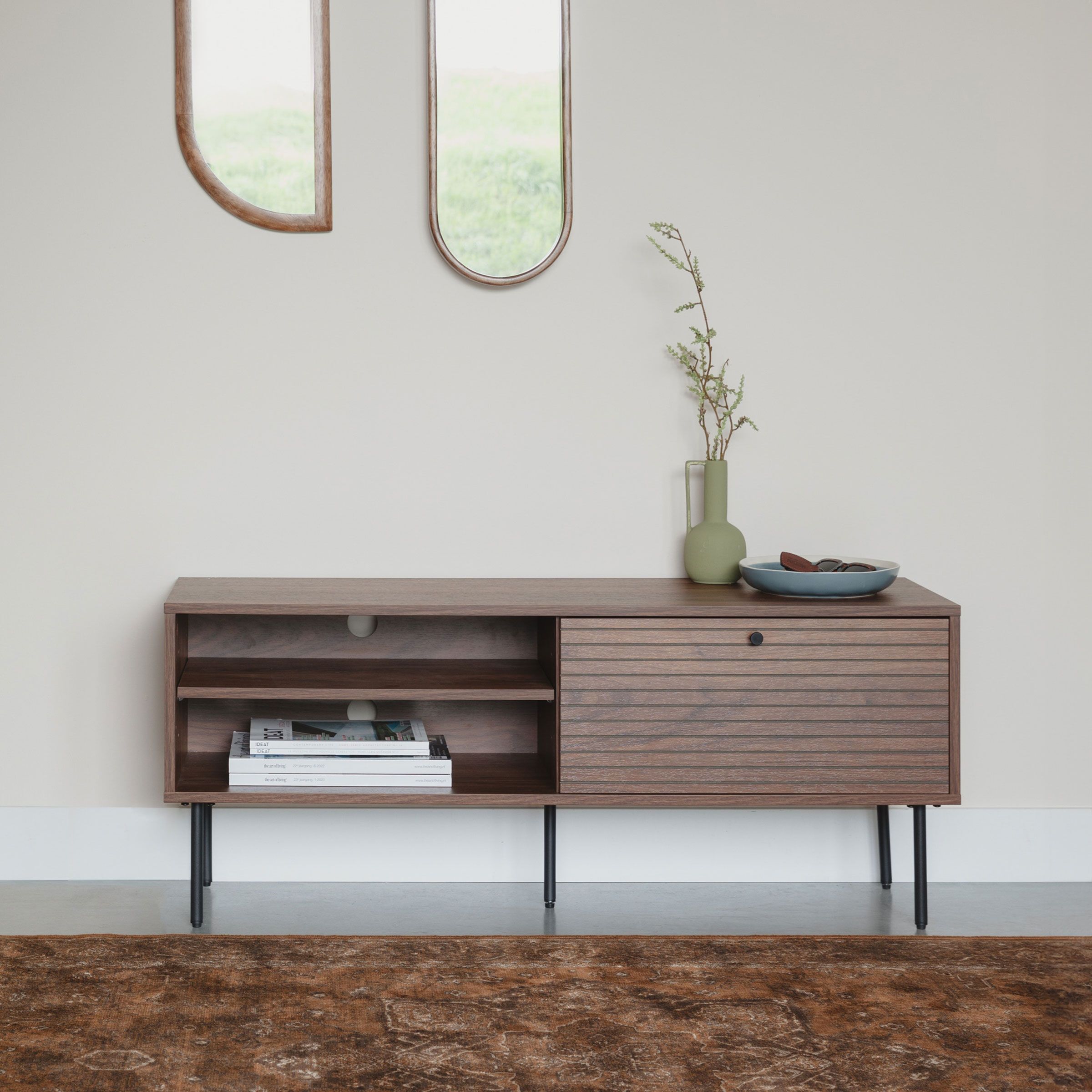 ZILT Jarin TV‑meubel – Moderne bruine elegantie voor 120 cm scherm