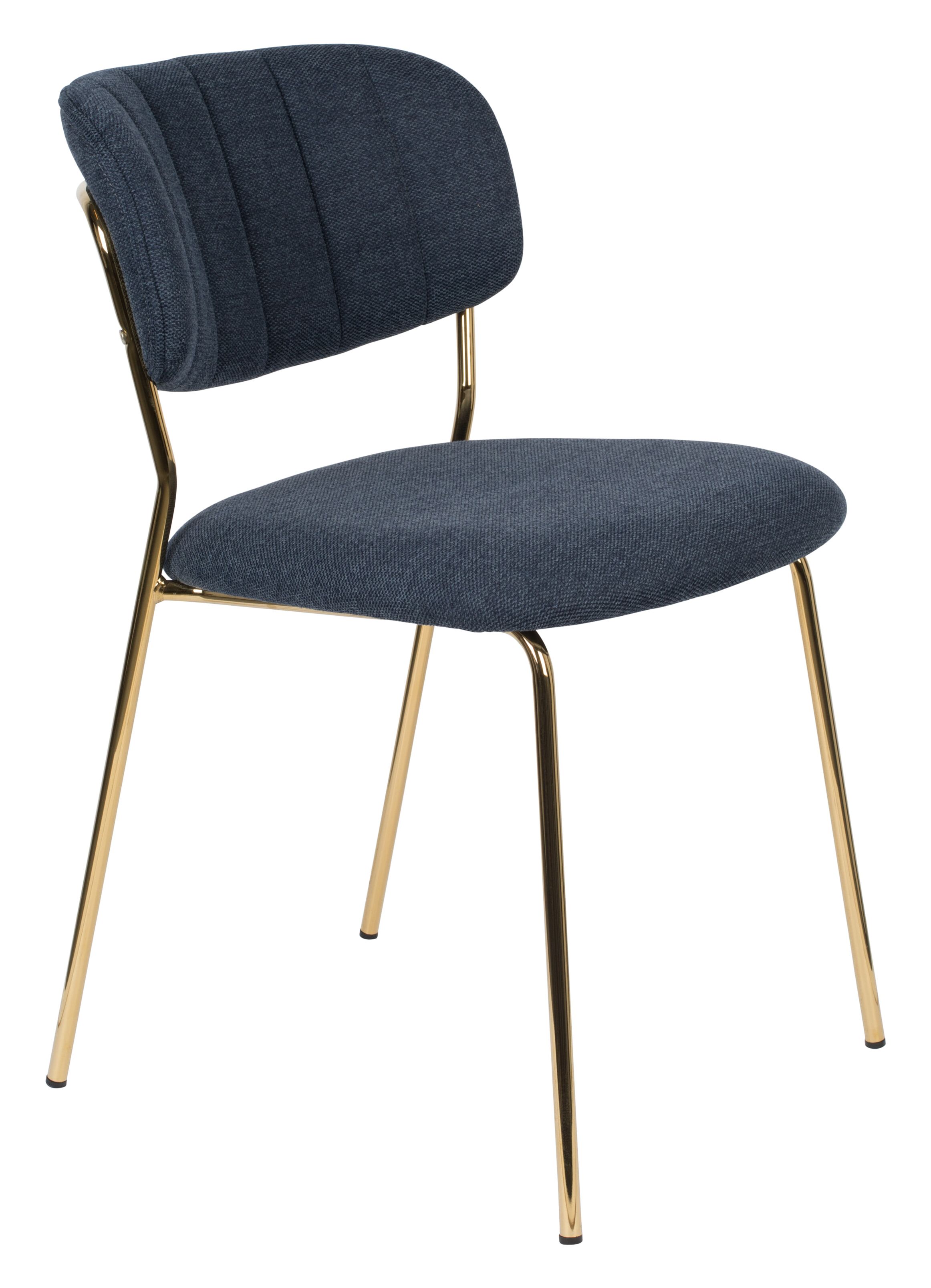 ZILT Kolten eetkamerstoel – luxe goud & donkerblauw
