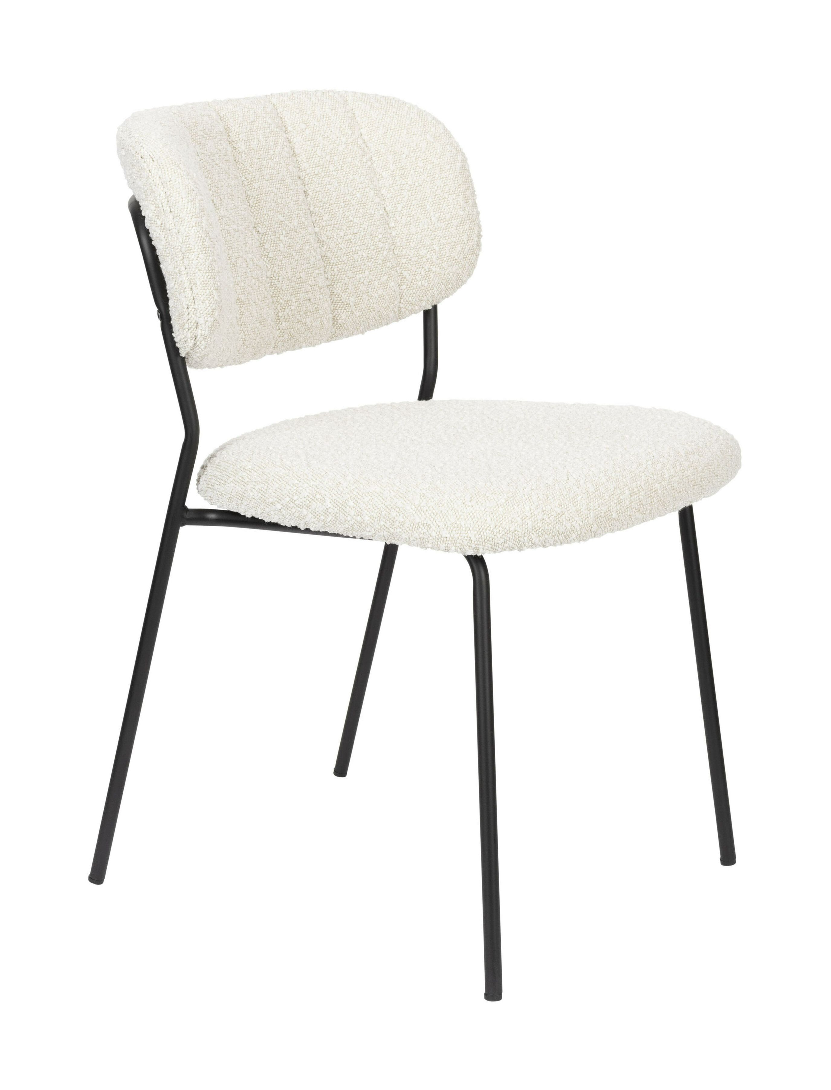 ZILT Maris Bouclé eetkamerstoel – stijlvol comfort in crèmekleur
