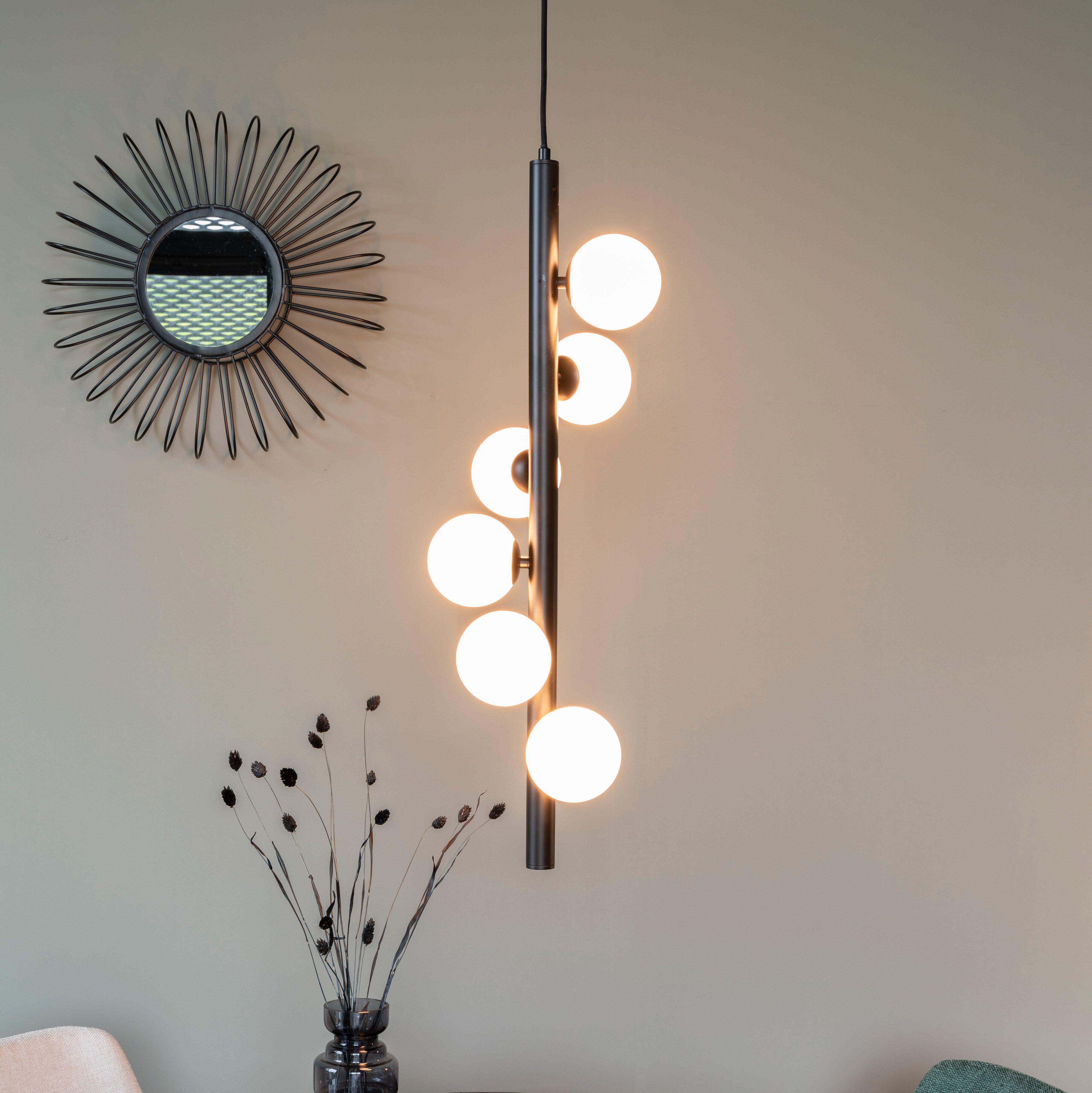 ZILT Monique 6‑lampen Hanglamp – Strakke wit‑glazen verlichting voor elke woonruimte