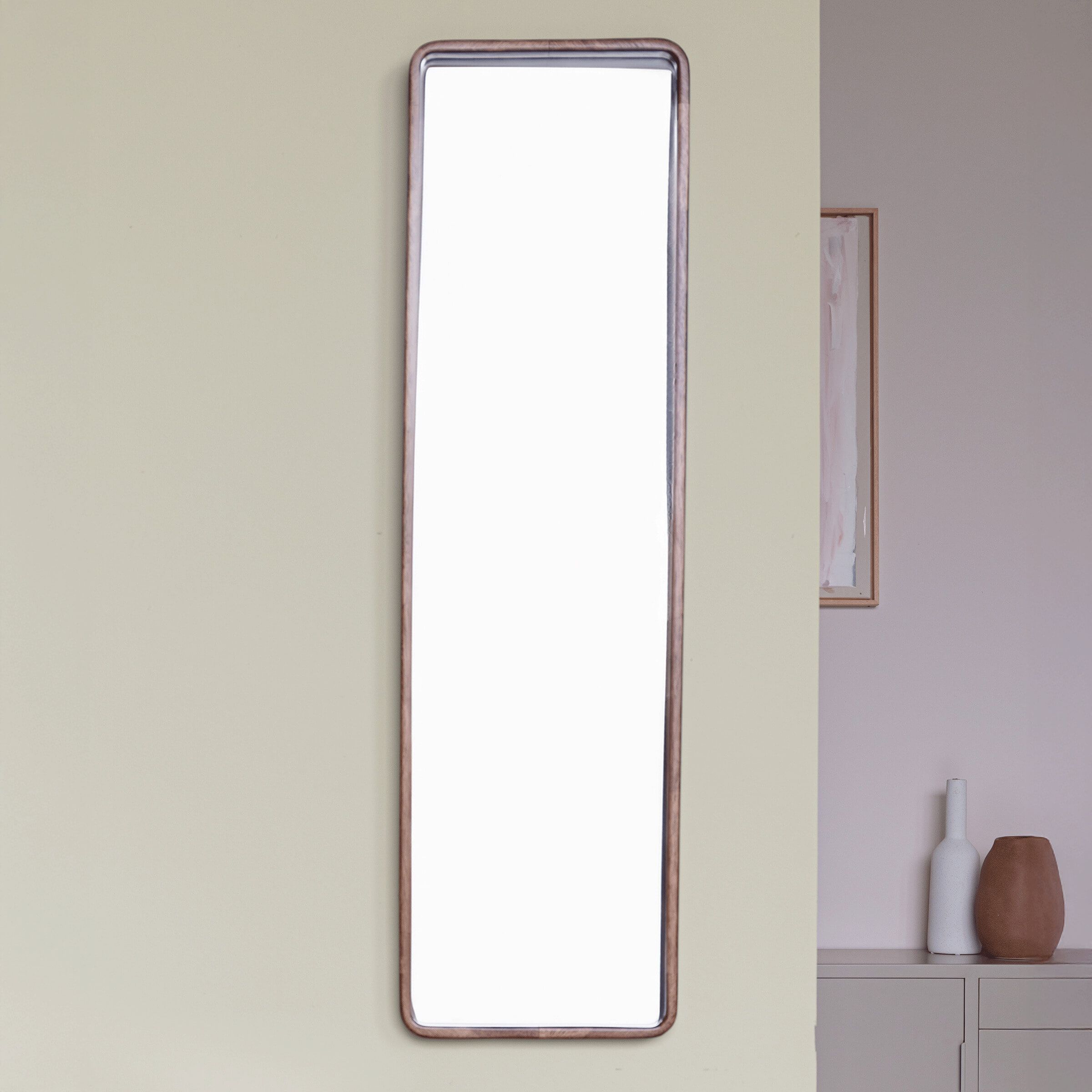 ZILT Rania Rubberhouten Spiegel – Elegante Japandi Touch voor Iedere Kamer