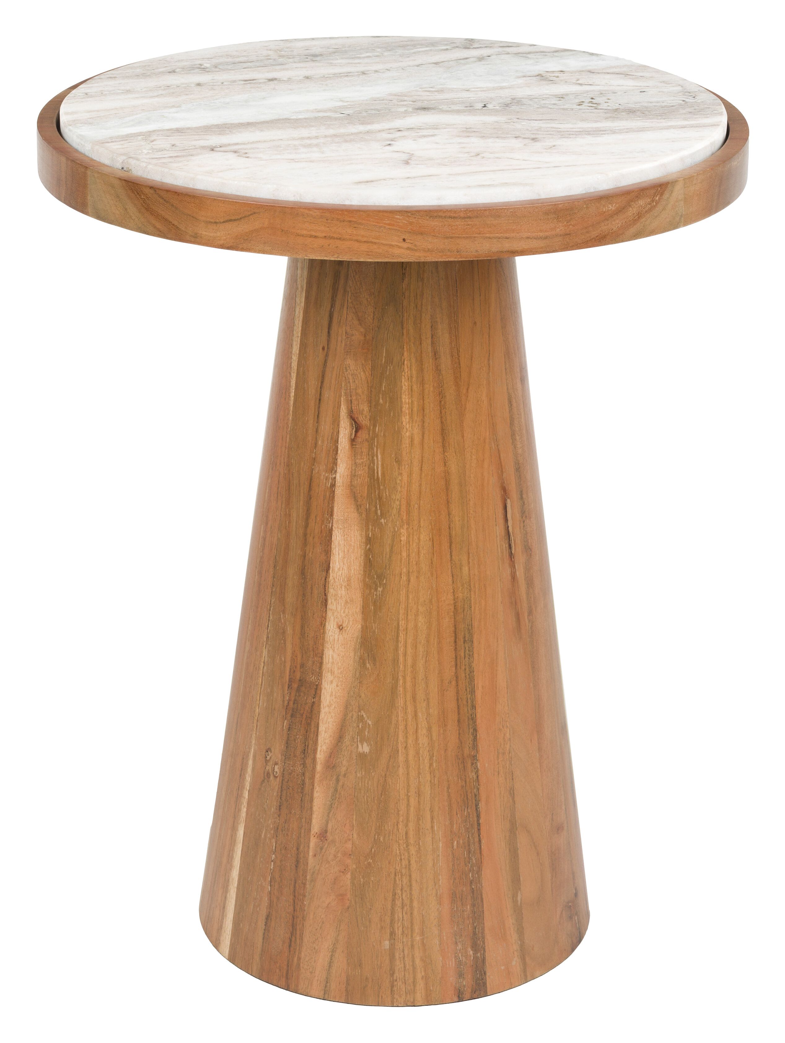 ZILT ronde bijzettafel Dejuan – Marmer & acaciahout, 40 cm, naturel