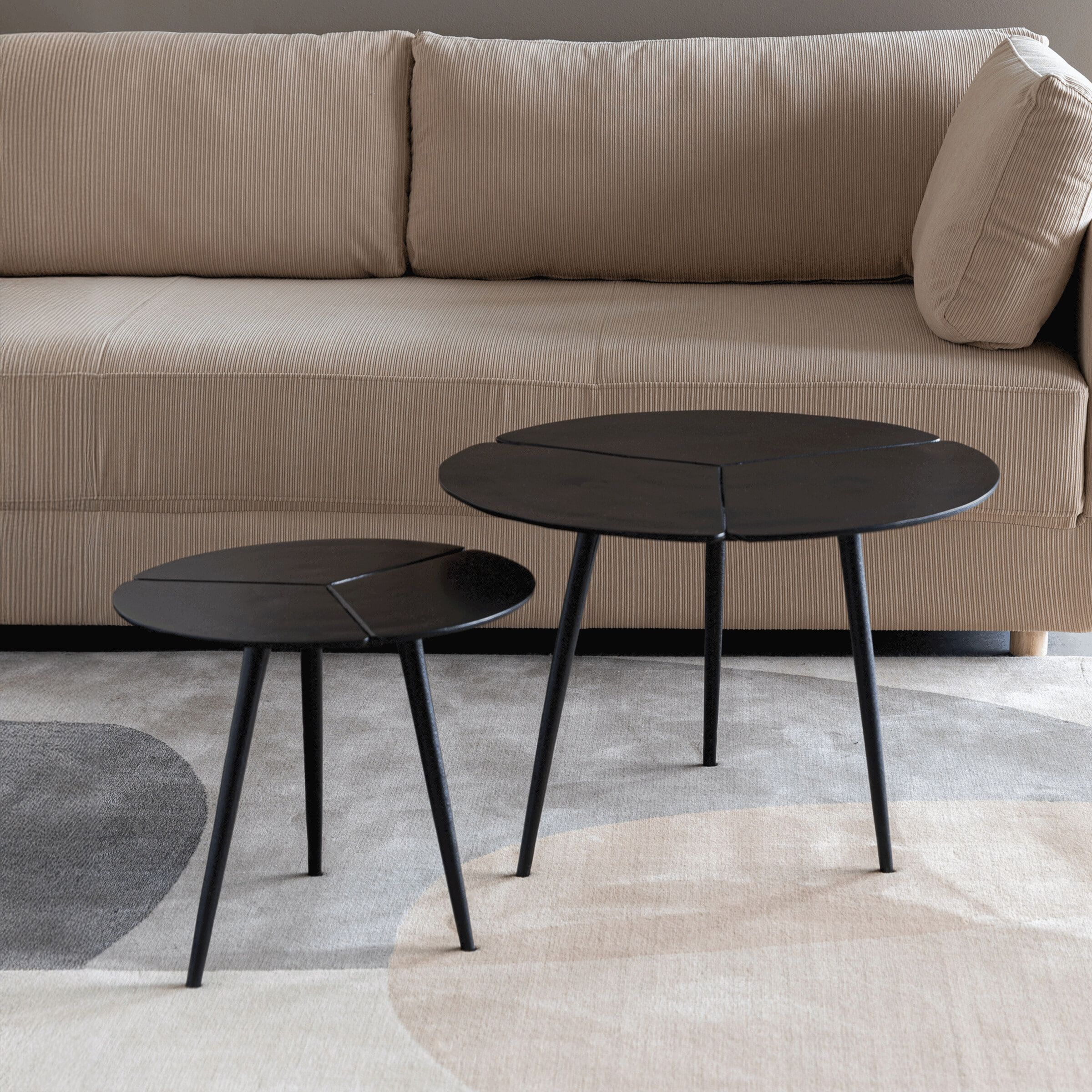 ZILT Ronde Bijzettafel Lianne – Set van 2 Stuks in Zwart