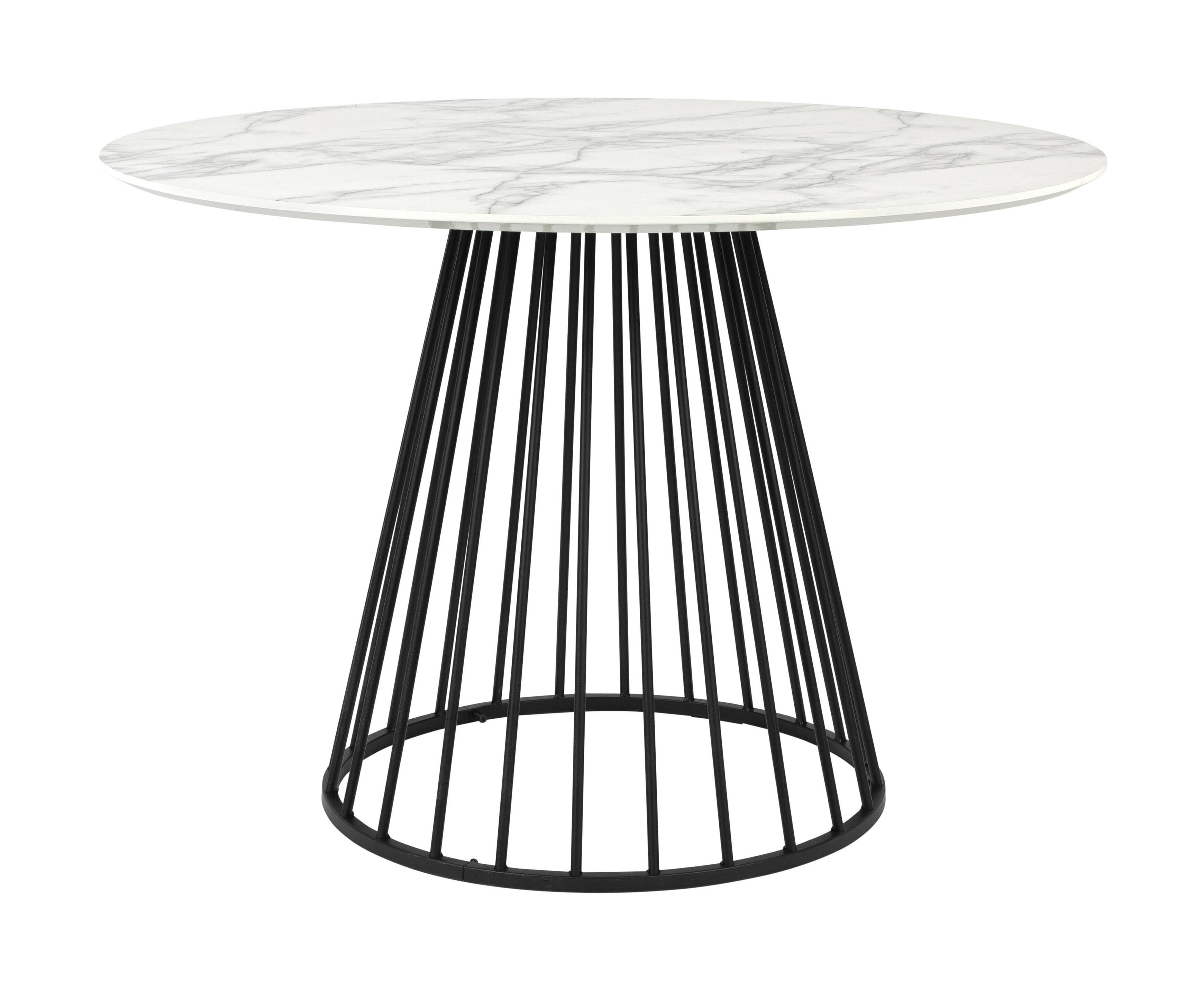 ZILT Ronde Eettafel Jalil – Marmerlook, 104 cm, Zwart