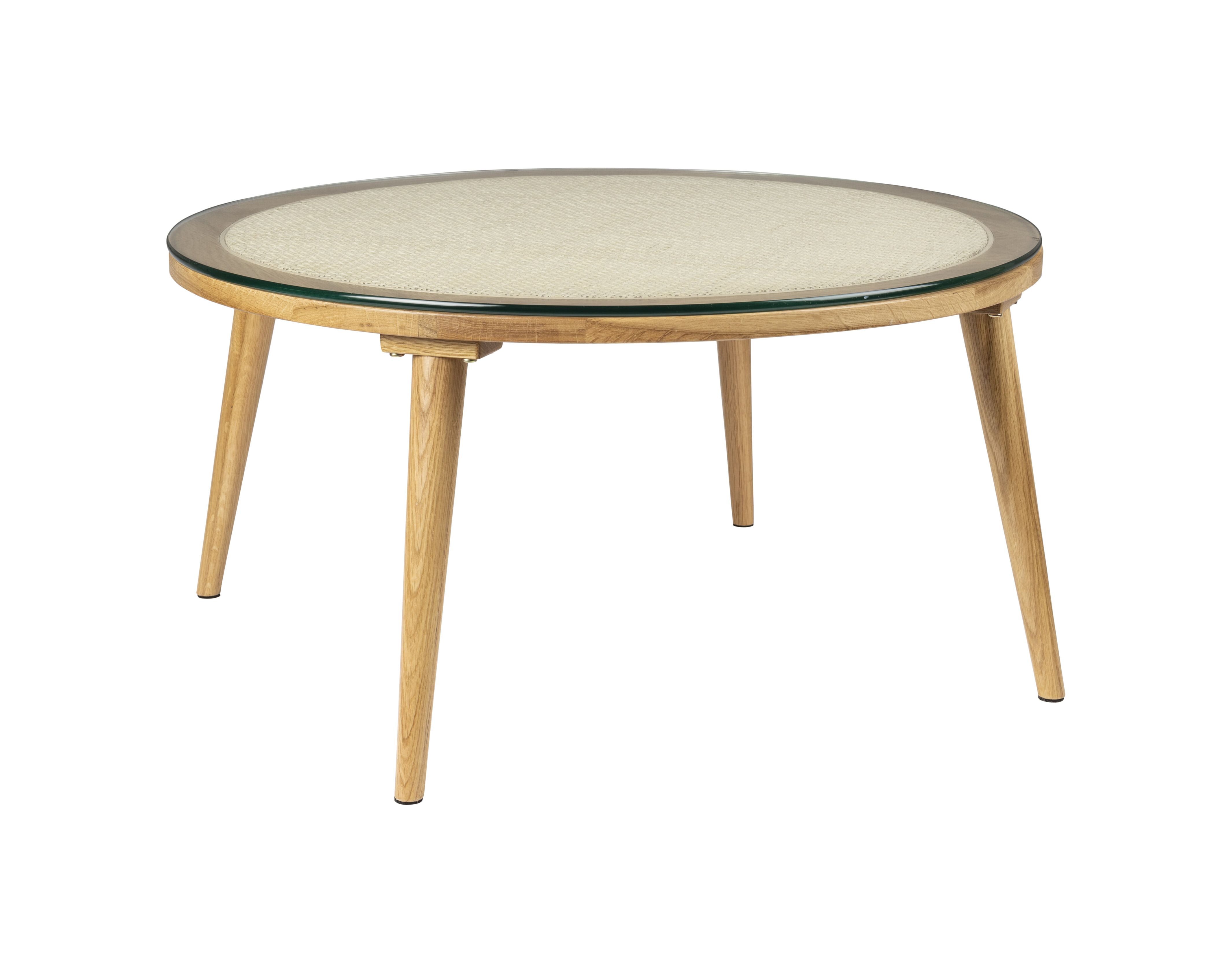 ZILT ronde salontafel Azalea – Elegant glas & eiken, 70 cm