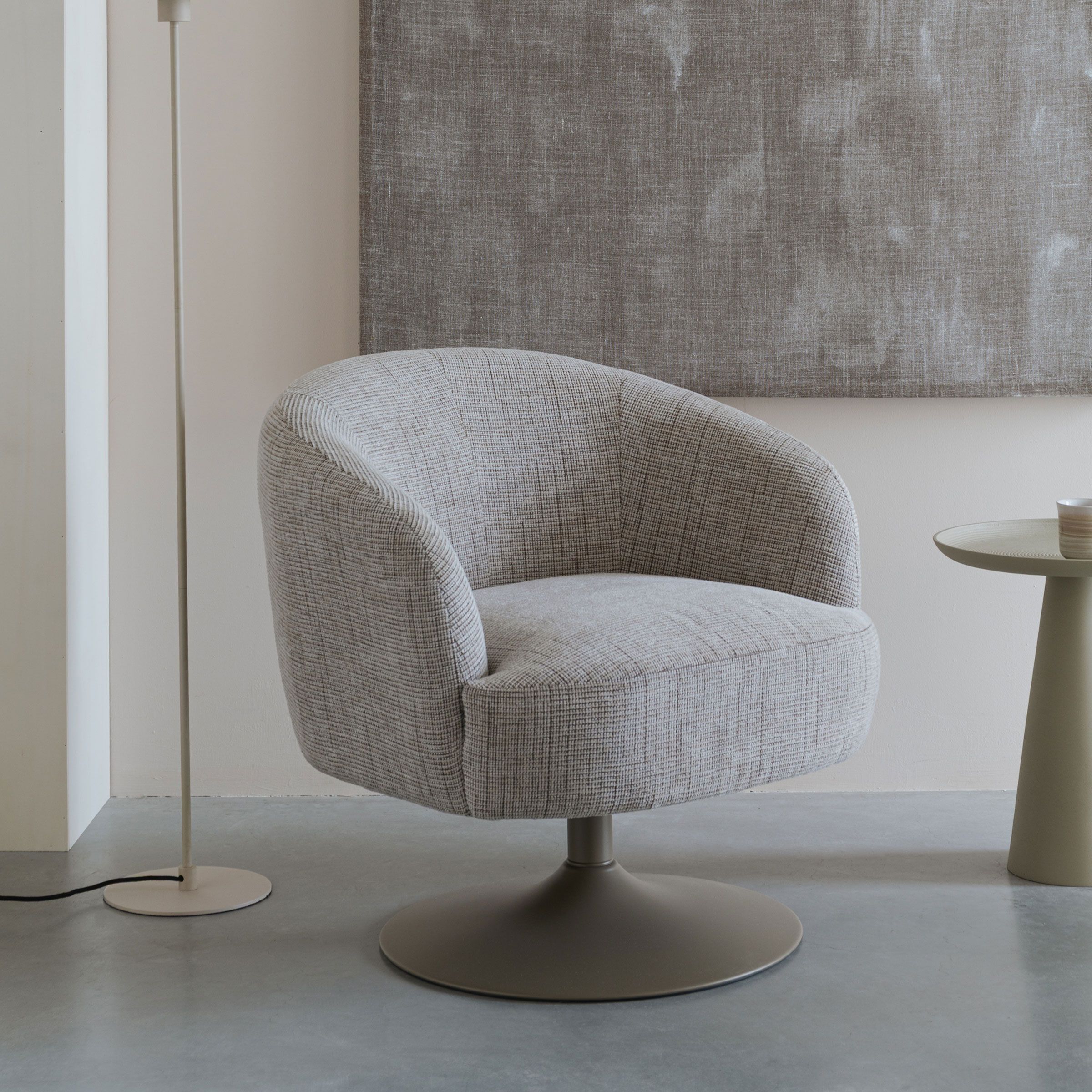 ZILT Sherra Draaifauteuil – Luxe Geweven Beige Comfort