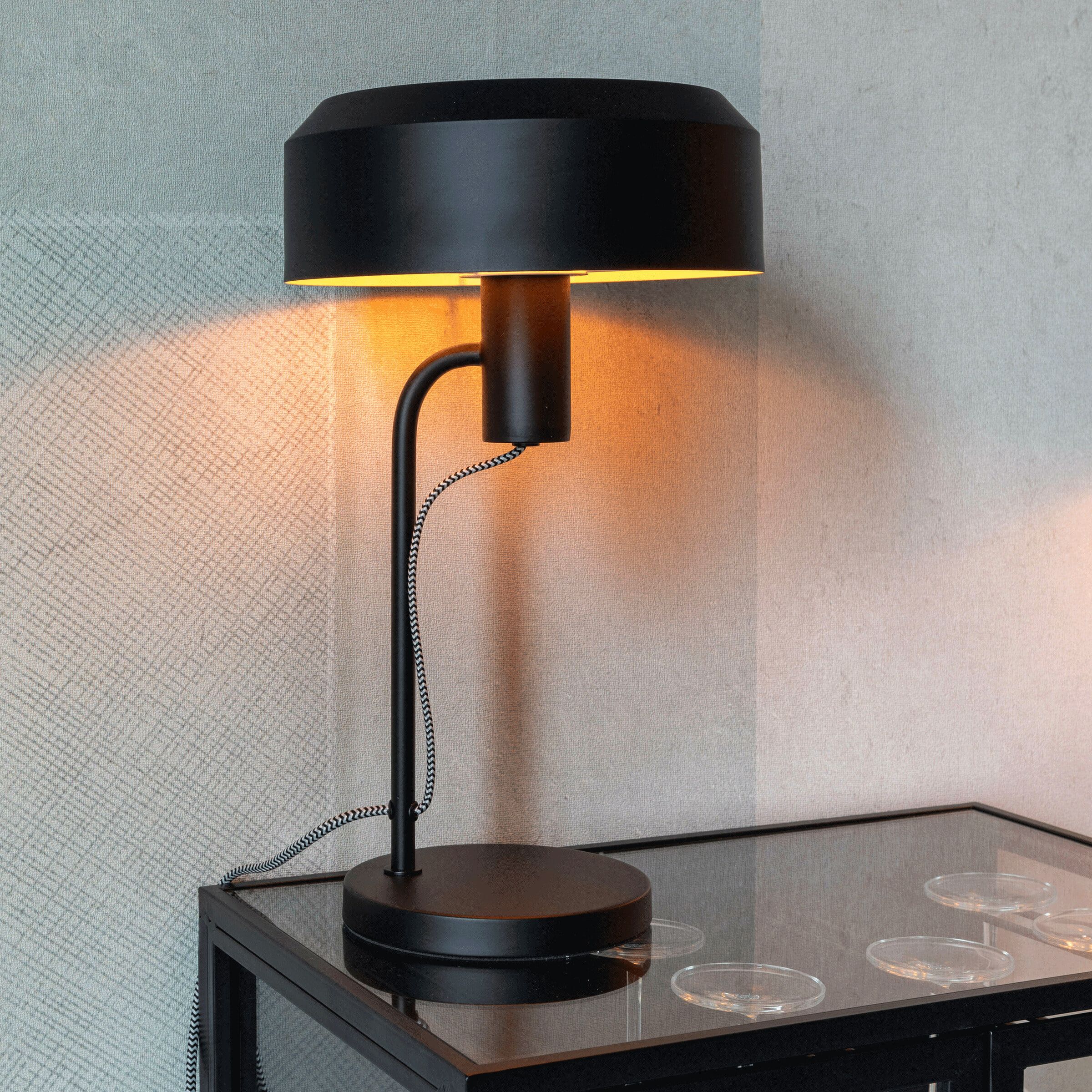 ZILT Tafellamp Teal – Strakke Zwarte Designlamp van 42 cm
