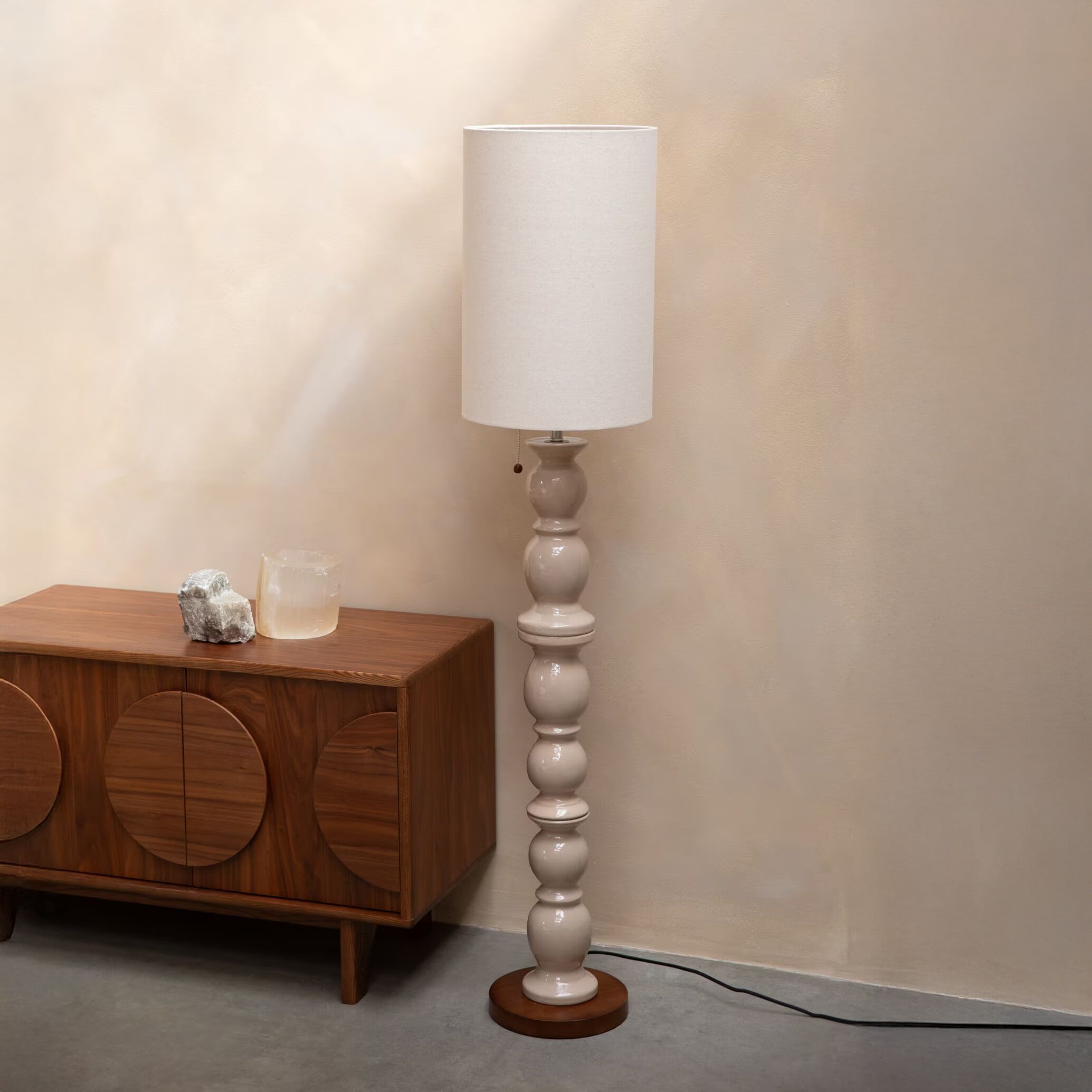 Zuiver Brew Vloerlamp – Keramiek & Linnen, 145 cm, Beige