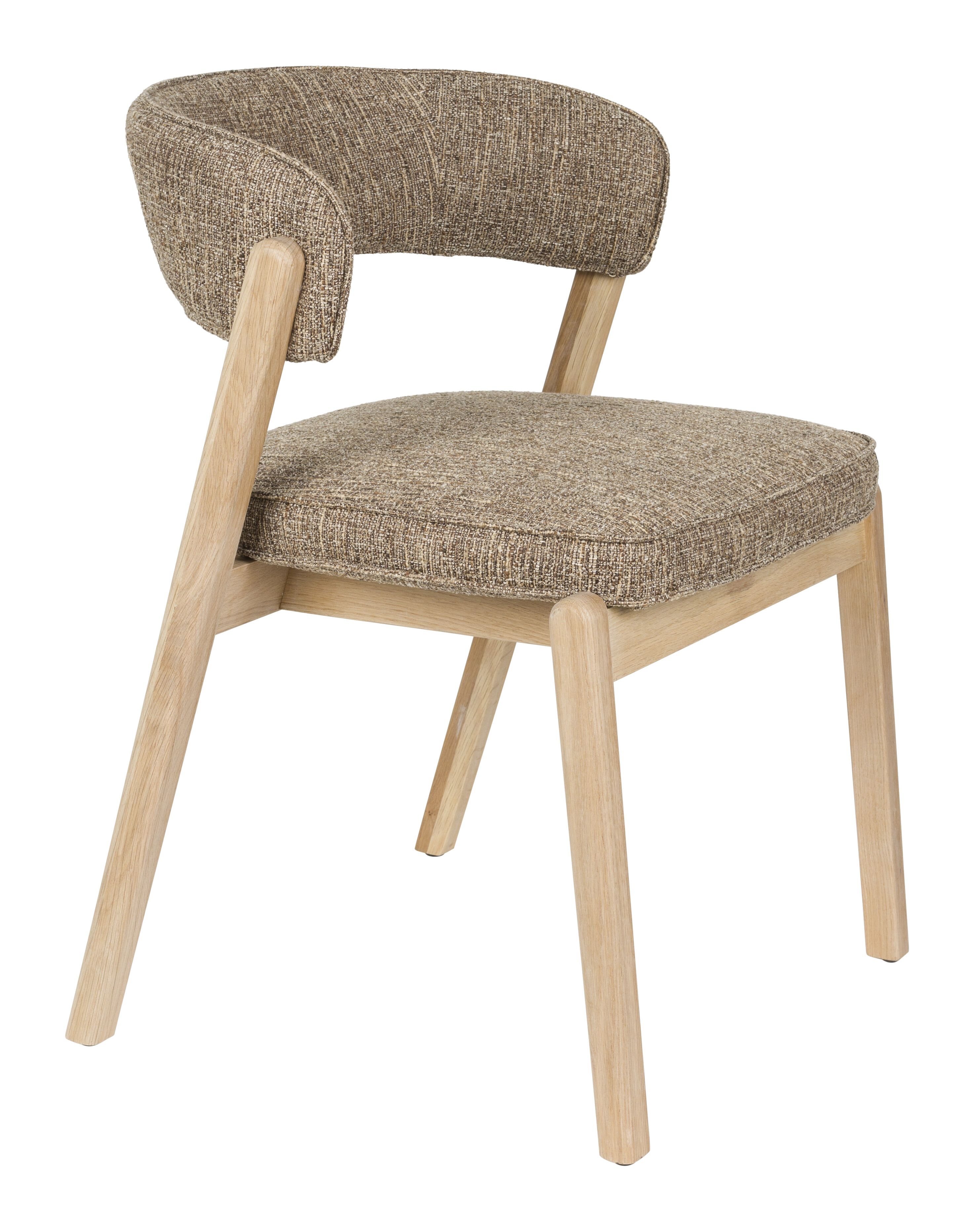 Zuiver Bright Eetkamerstoel – Warm Bruin Eikenhout & Stof