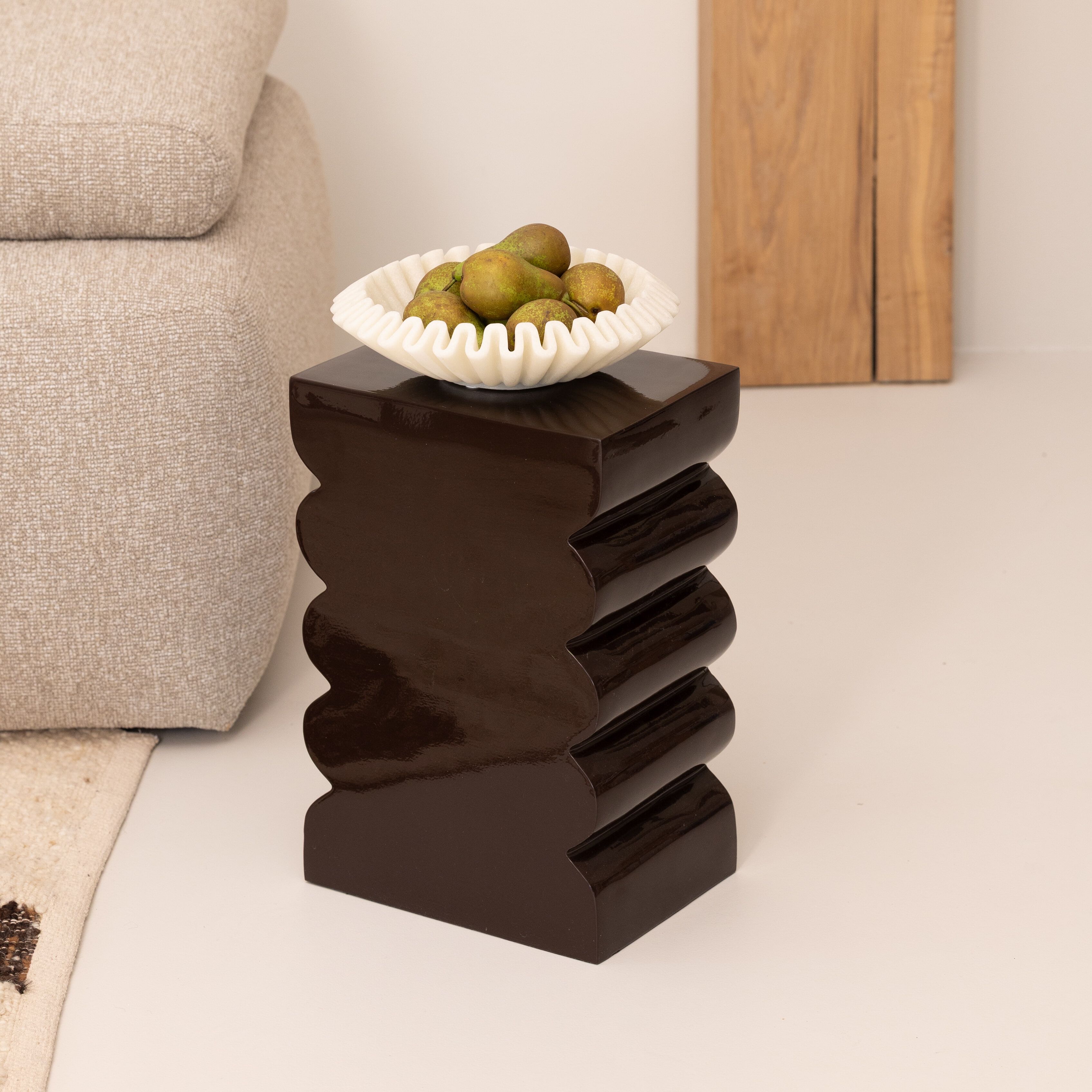 Zuiver Curves Krukje‑Bijzettafel 30 × 21 cm – Stoer Bruin Aluminium