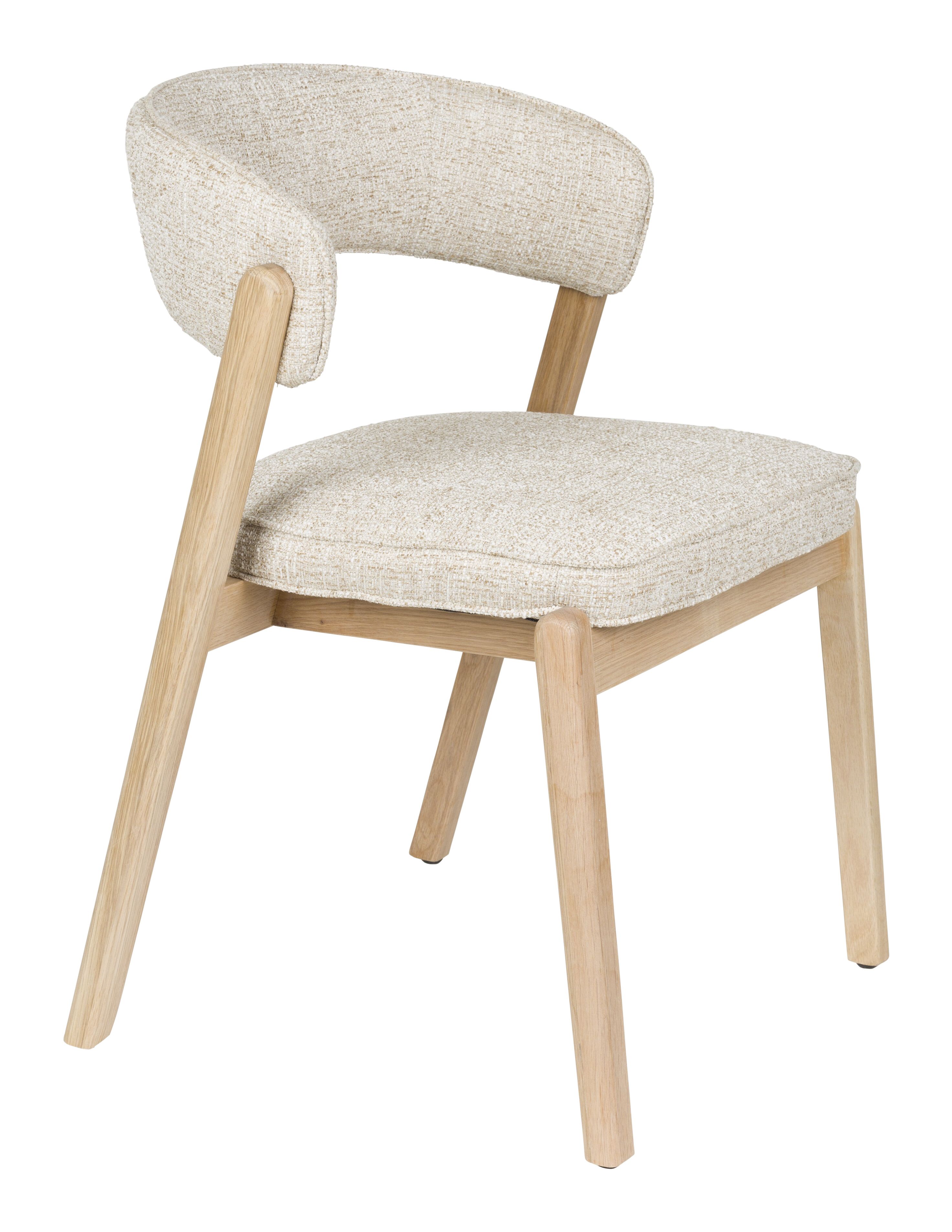 Zuiver Eetkamerstoel Bright – Licht Beige eikenhouten basis met comfortabele stof