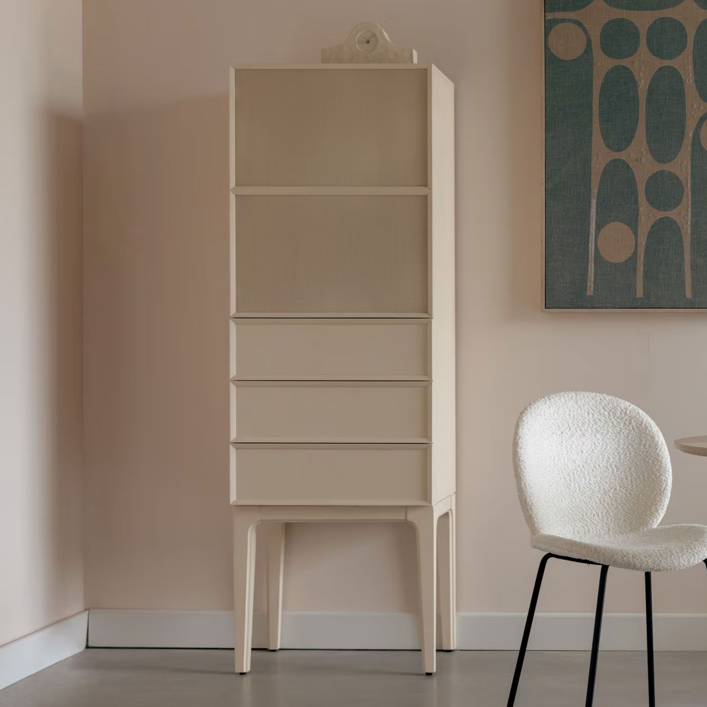 Zuiver June Opbergkast in Beige – Strak Eikenhout met Metalen Details