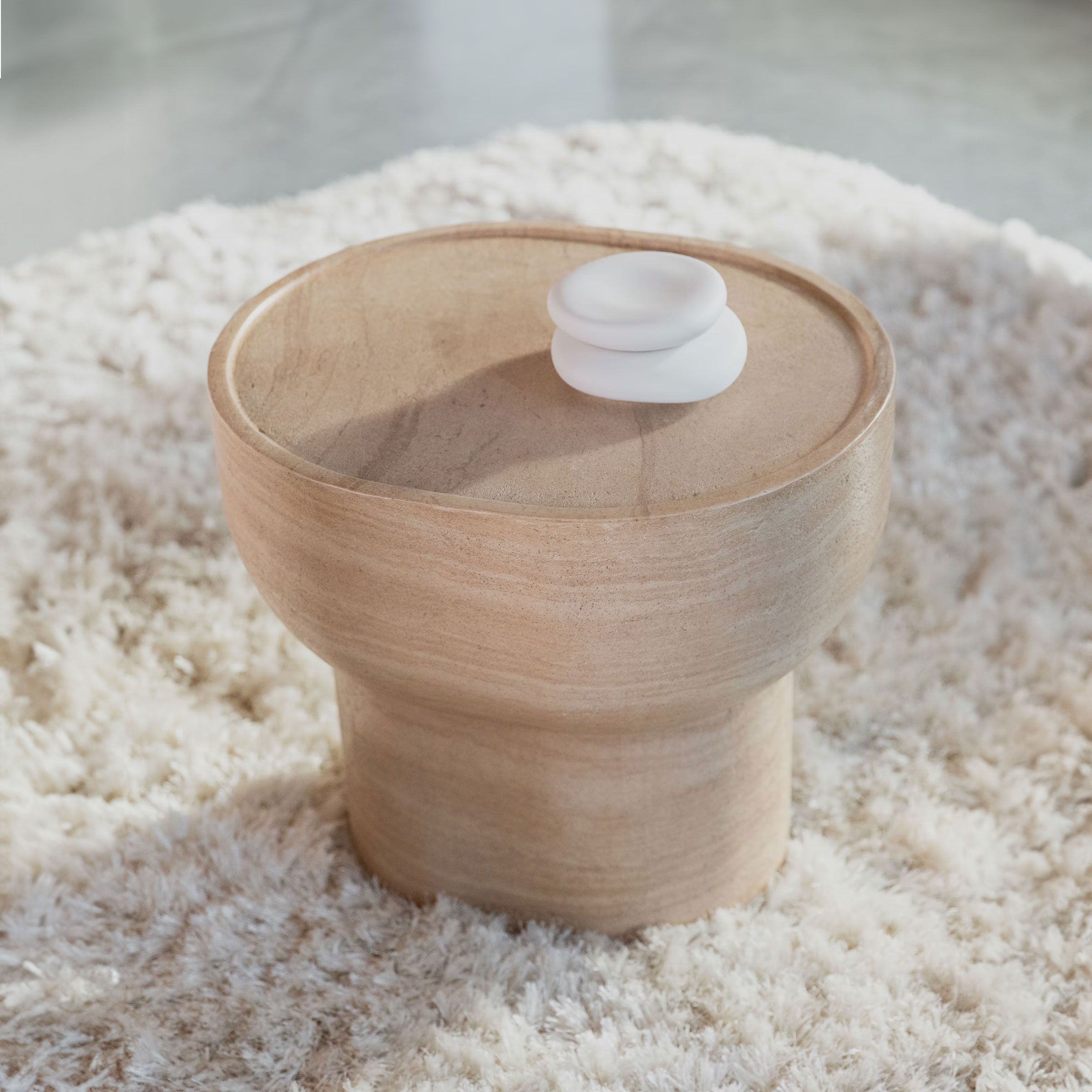 Zuiver Ovale Bijzettafel Noble in Travertinlook – Elegante, Minimalistische Accent