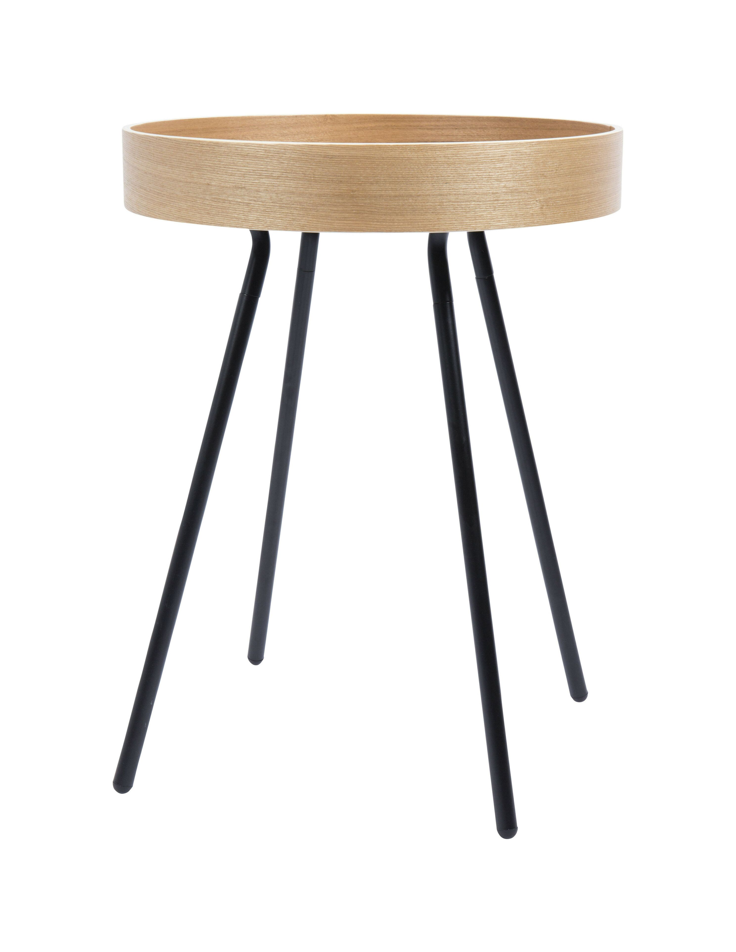 Zuiver ronde bijzettafel Oak Tray – Elegante eikenhouten tafel met metalen poten (46 cm)